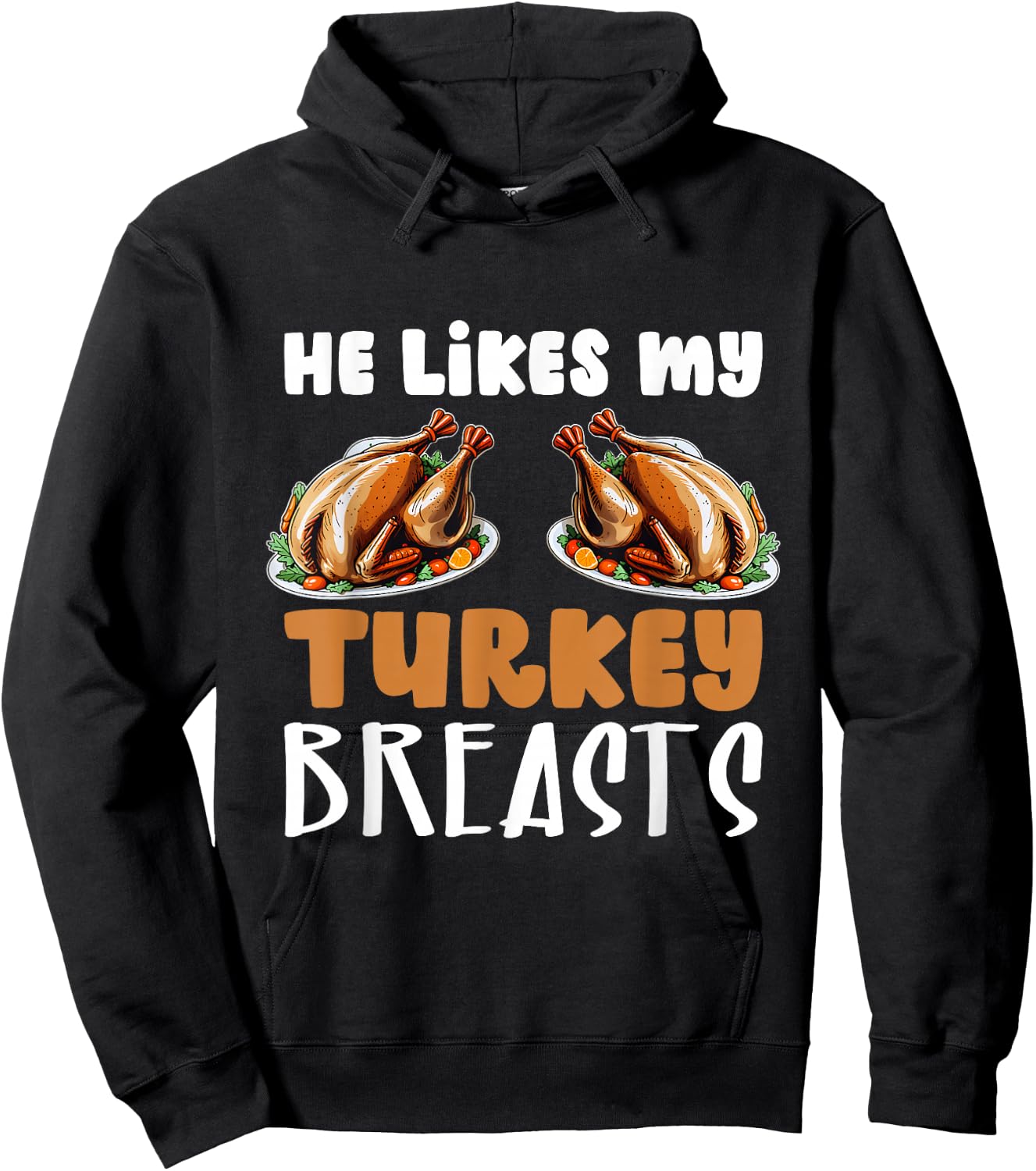 He Likes My Turkey Breasts Couple Matching Thanksgiving Hoodie - Hoodie | Black