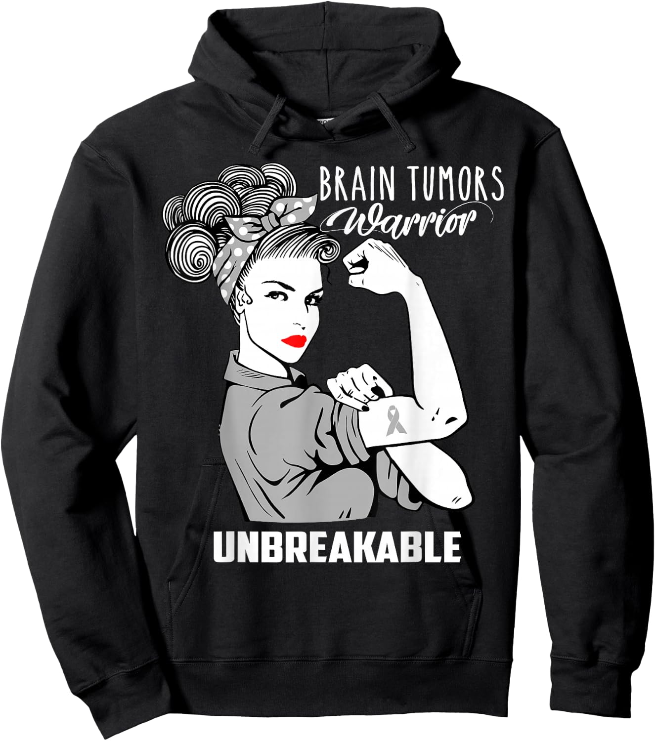 Brain Tumors Warrior Unbreakable Shirt Awareness Gift Hoodie - Hoodie | Black