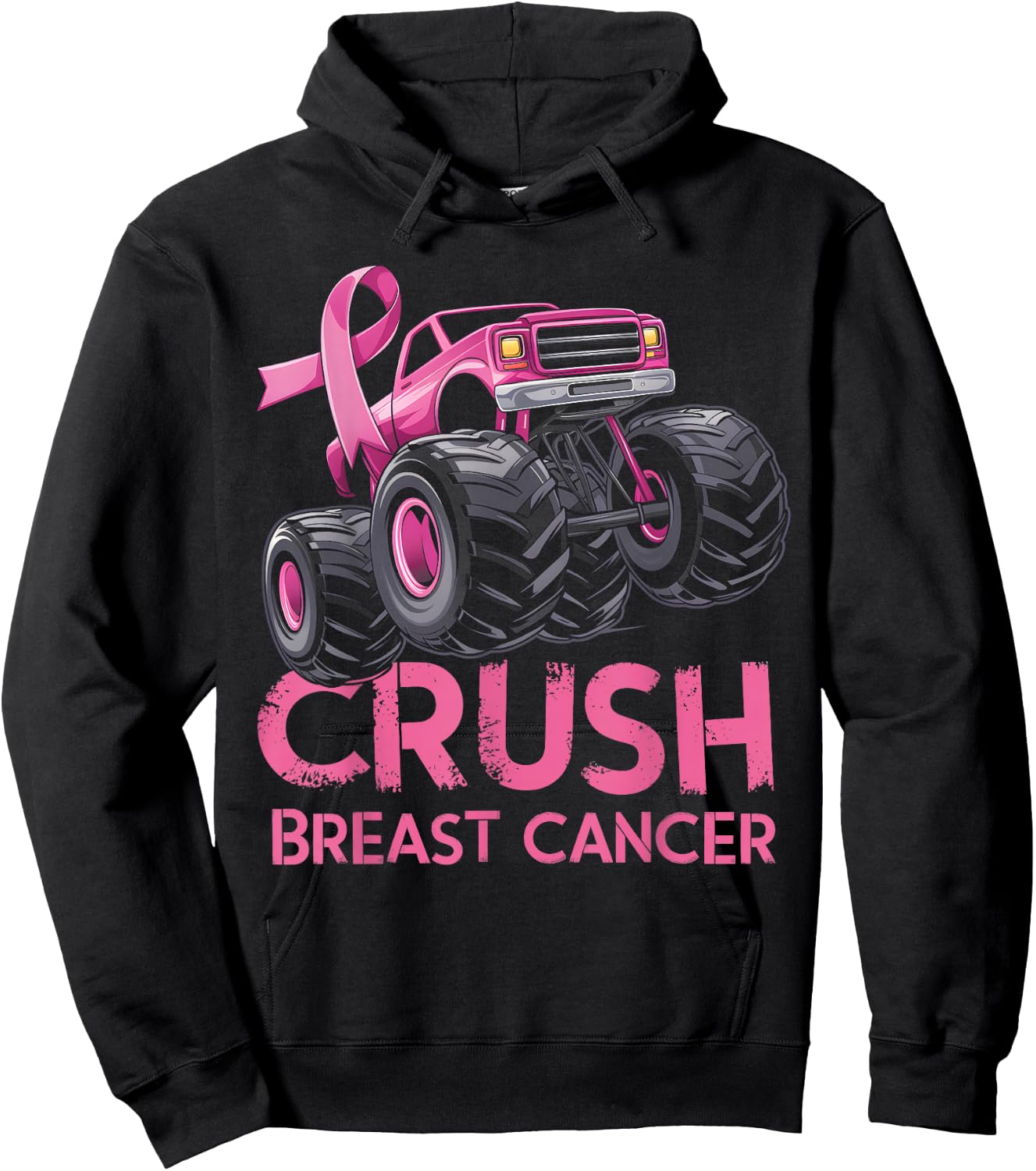 Crush Breast Cancer Awareness Truck pink for kids Hoodie - Hoodie | Black