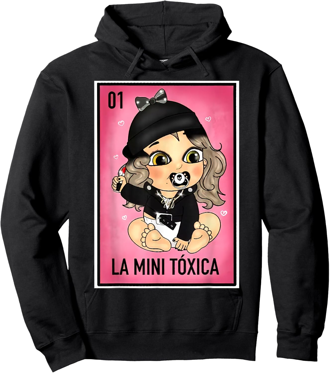 La Mini Toxica Kids Card Mexican Lottery Card Baby Girl Hoodie - Hoodie | Black
