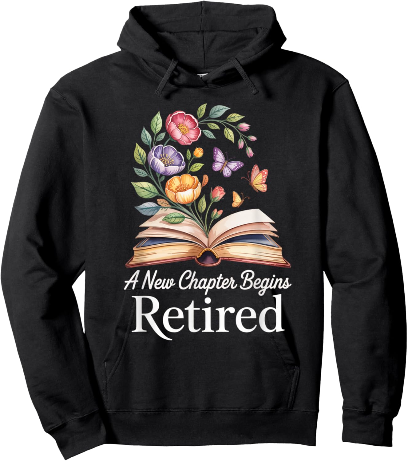 Floral book a new chapter begins retired retirement teacher Hoodie - Hoodie | Black