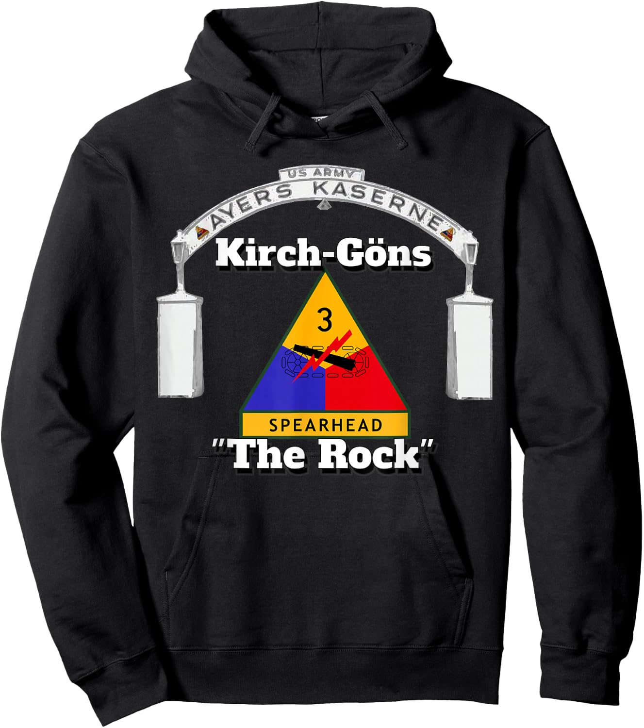 Ayers Kaserne - Kirch-Goens - 3rd Armored Division print Hoodie - Hoodie | Black