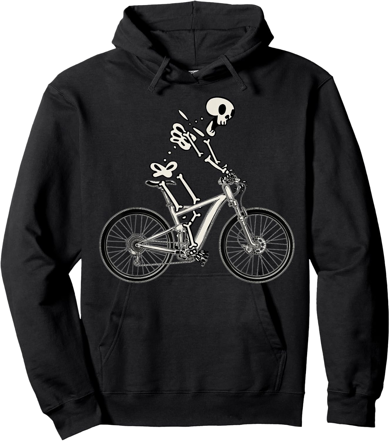 Bike Funny Skeleton On Bicycle Biker Mountain Bike Hoodie - Hoodie | Black