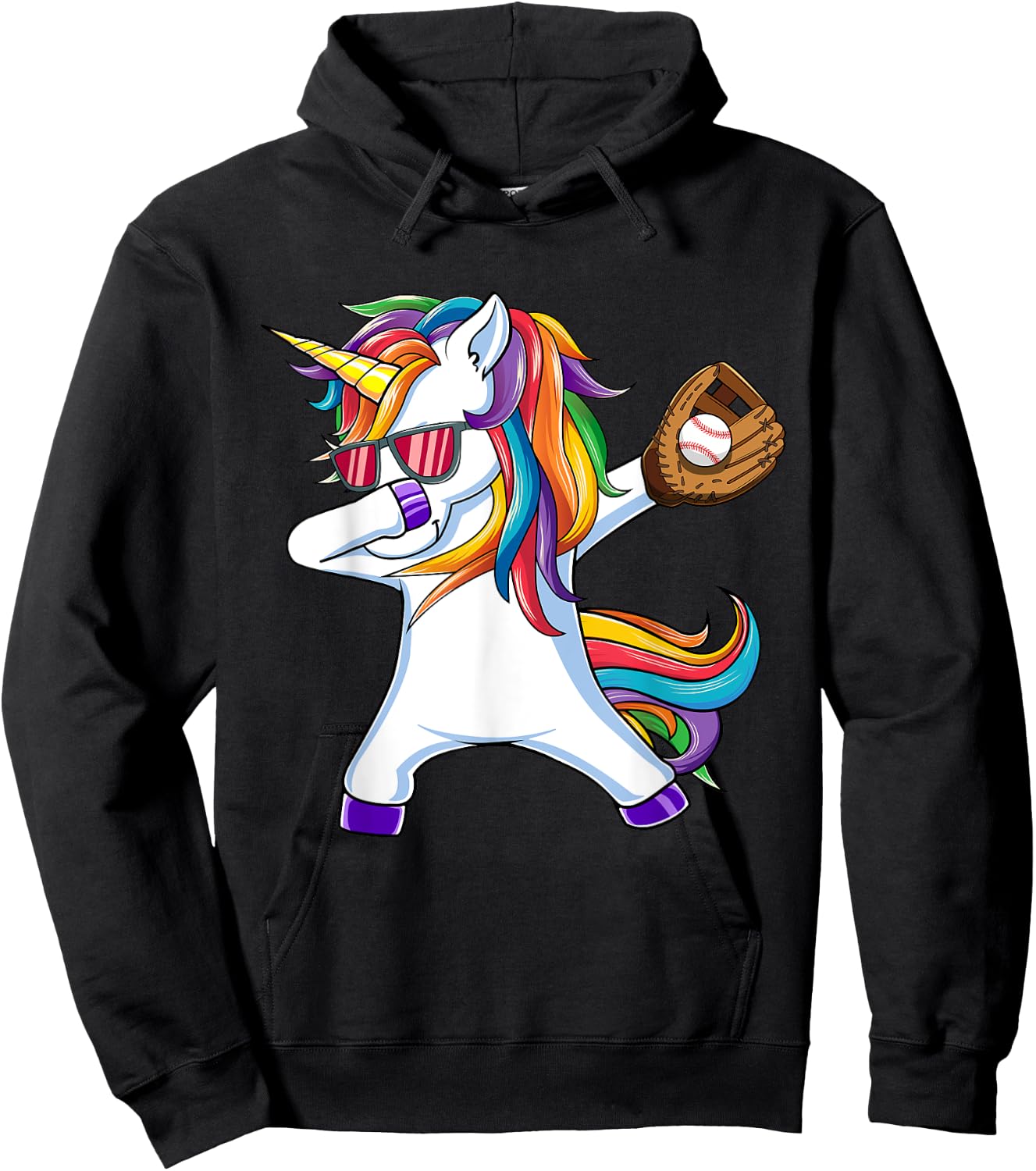Dabbing Unicorn Baseball T Shirt Kids Funny Dab Dance Gift Hoodie - Hoodie | Black