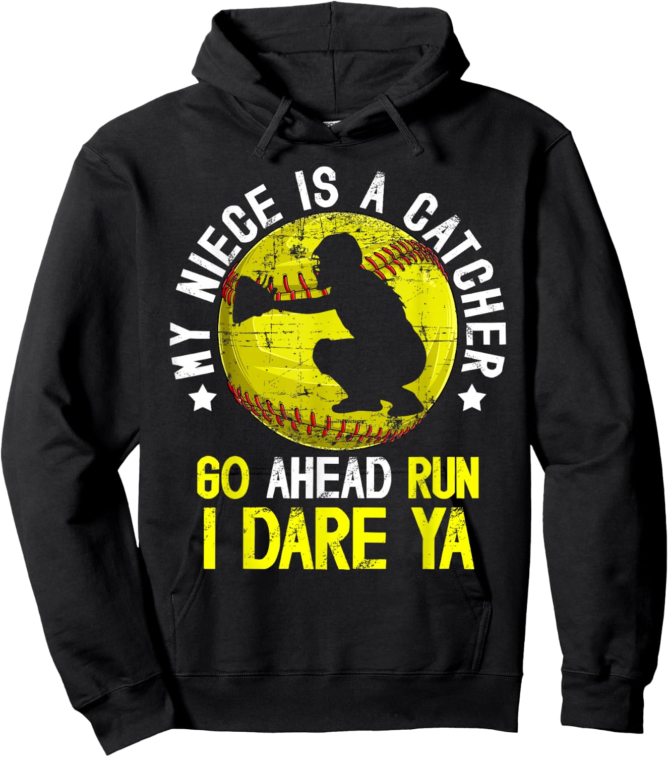My Niece is A Softball Catcher Aunt Softball Catcher Auntie Hoodie - Hoodie | Black