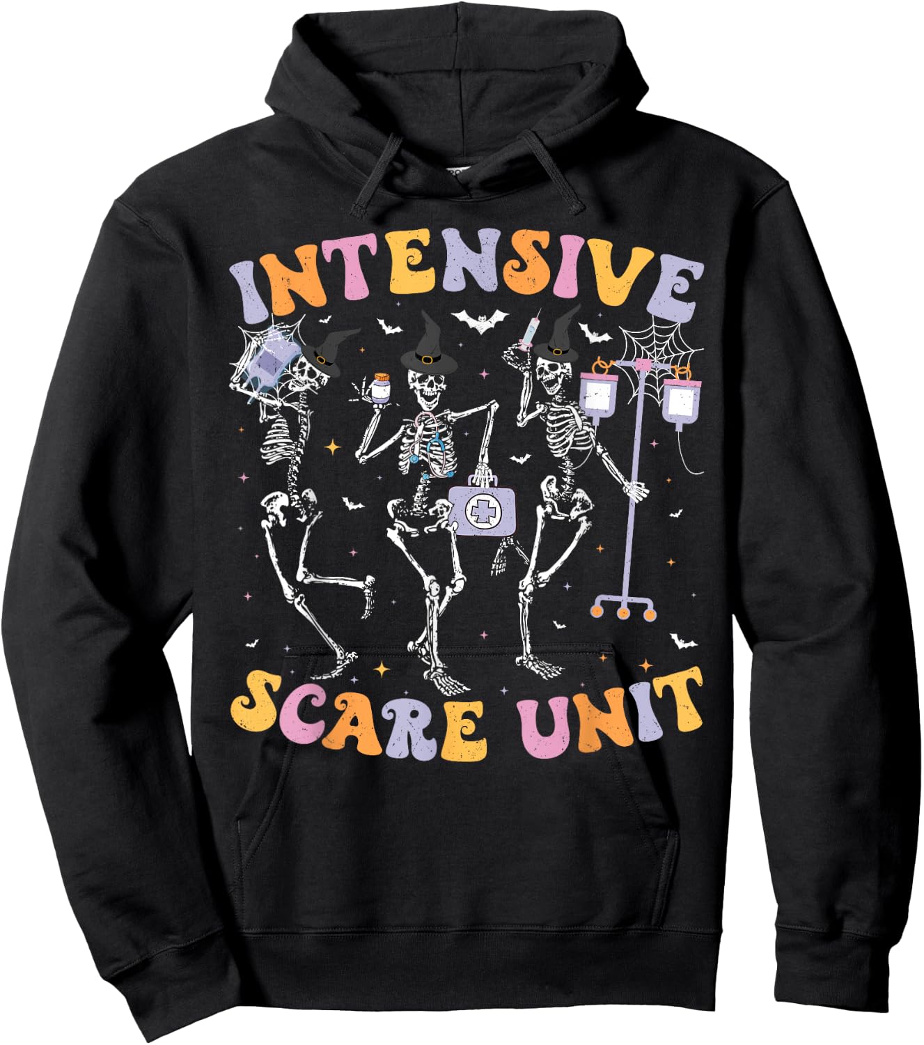 Halloween Intensive Care Scare Unit Skeleton ICU Nursing Hoodie - Hoodie | Black