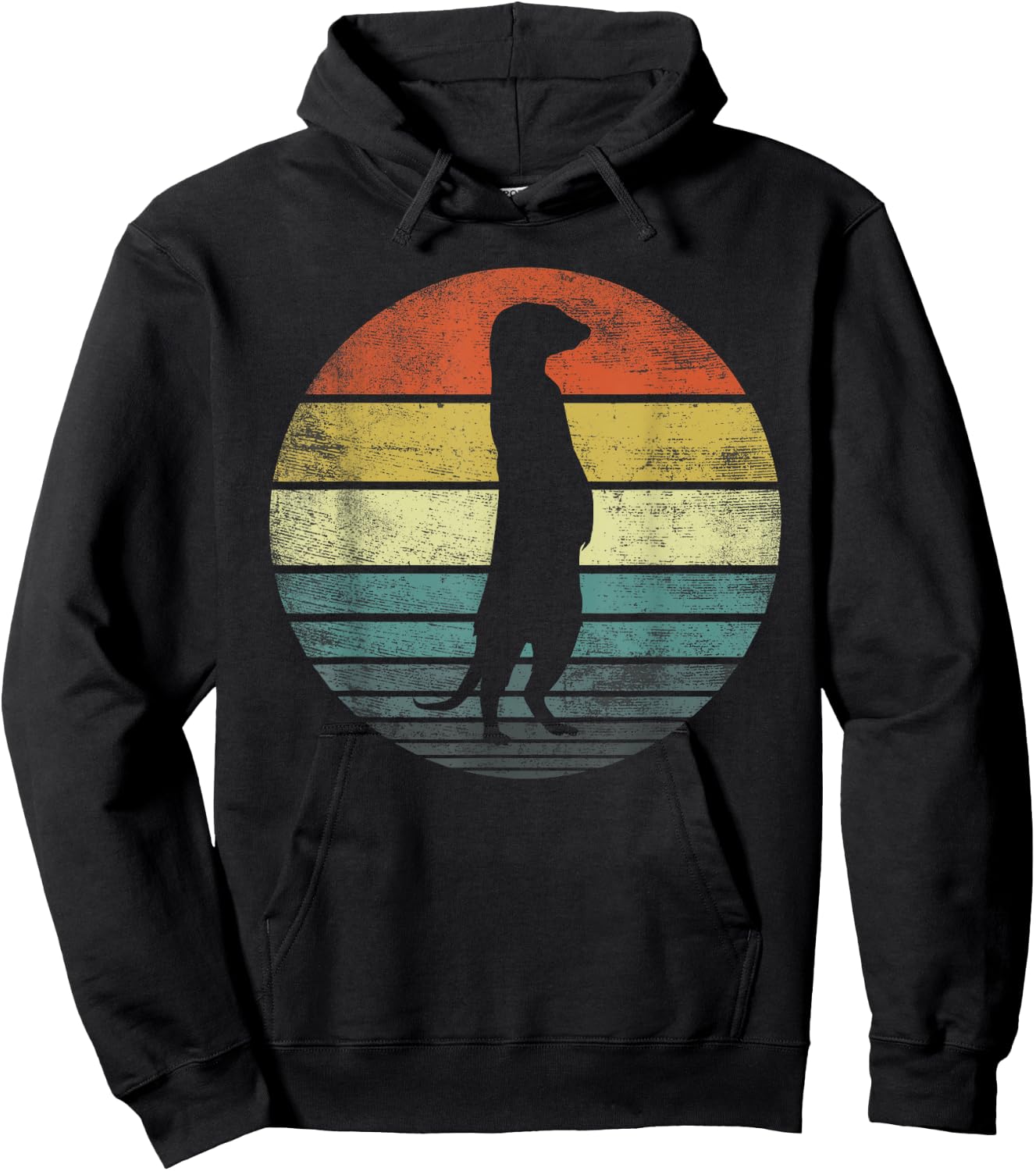 Meerkat Lover Gift Funny Retro Vintage Zoo Animal Silhouette Hoodie - Hoodie | Black