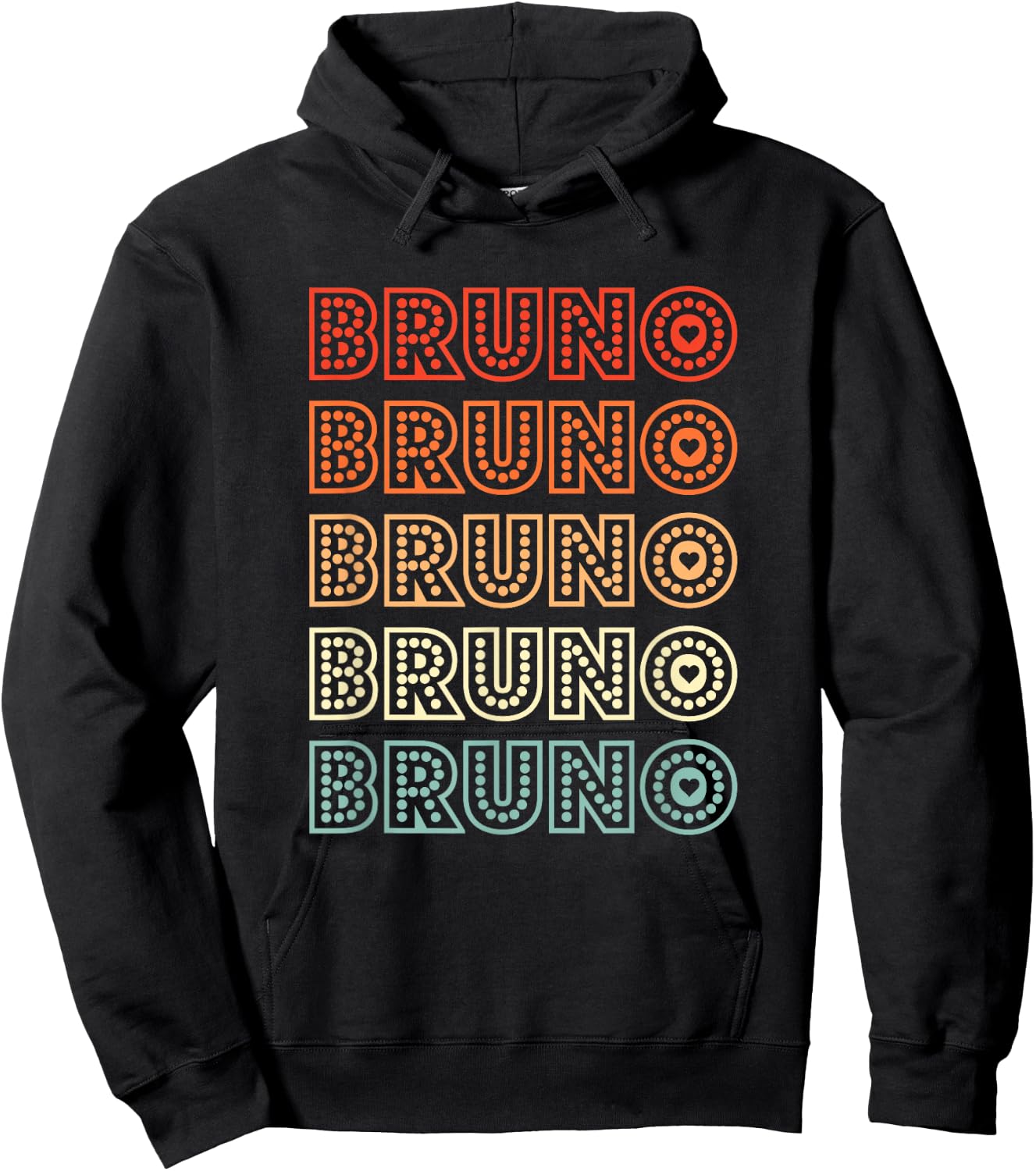 Love Heart Bruno Retro Style Bruno Lover Heart Hoodie - Hoodie | Black