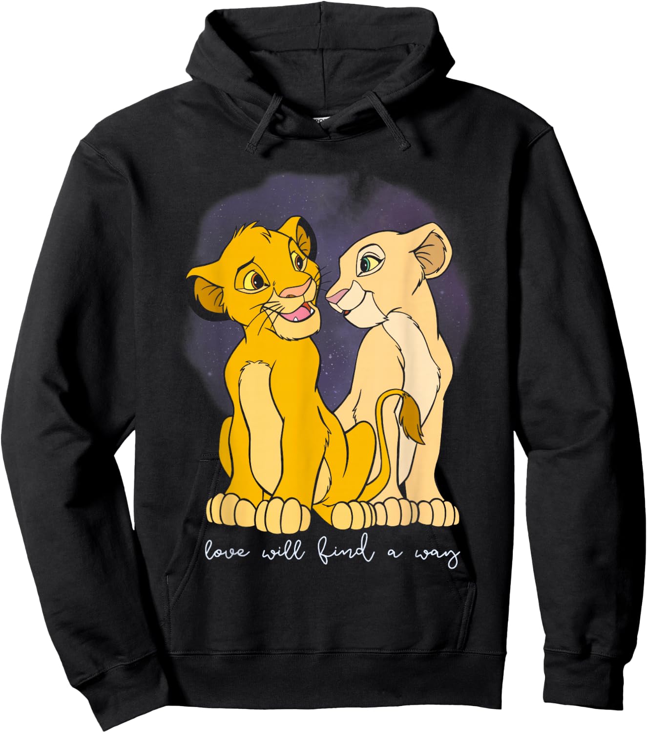 Disney The Lion King Valentine's Day Simba & Nala Vintage Hoodie - Hoodie | Black