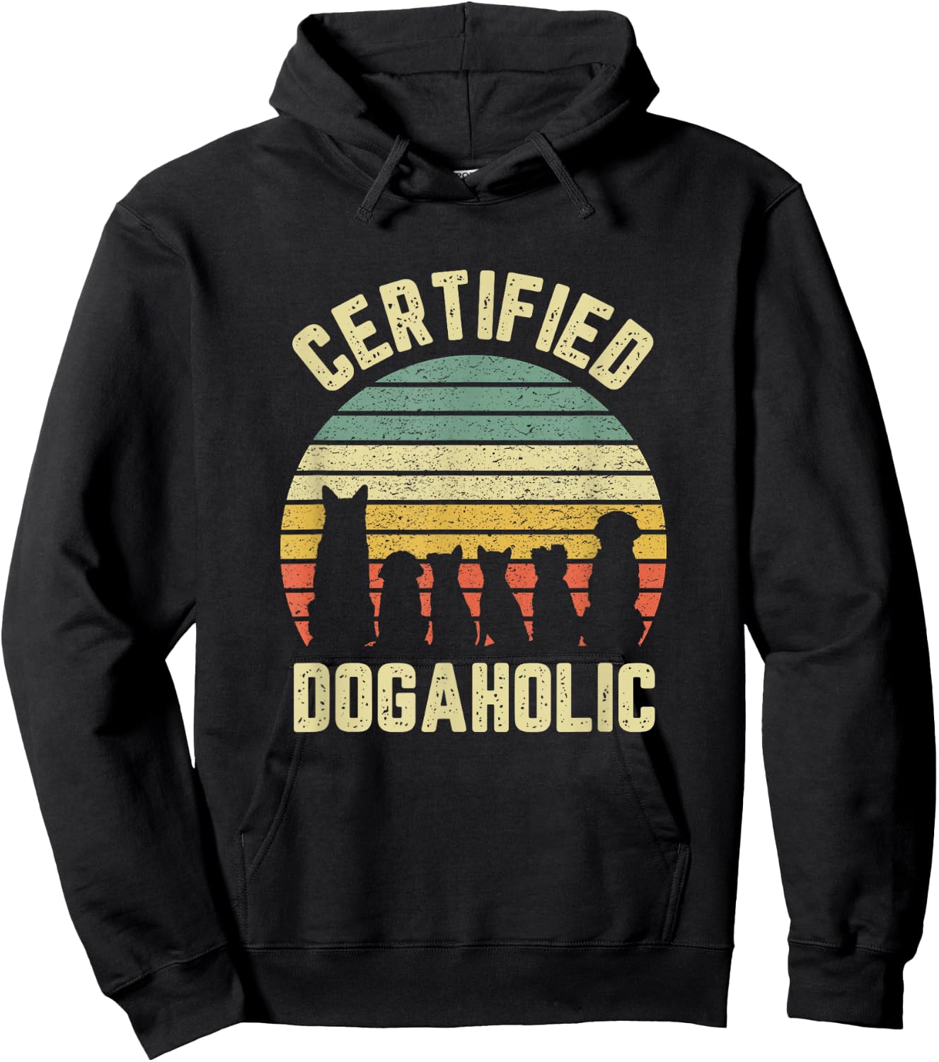 Dogaholic Funny Shirt Gift Dog Lovers Retro Hoodie - Hoodie | Black