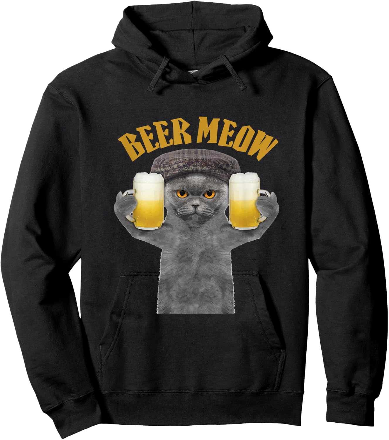 Beer Meow Cat Kitty Drinking or Serving Alcohol Women Hoodie - Hoodie | Black