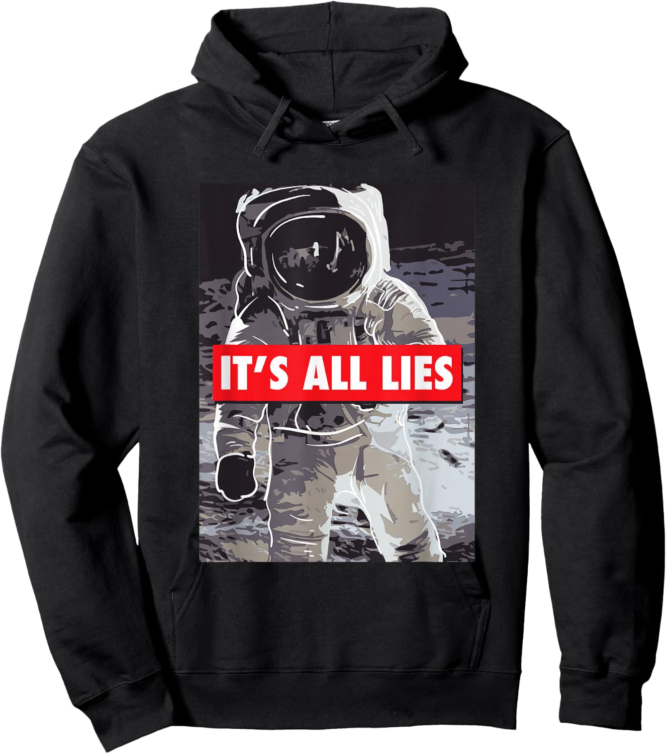 Conspiracy Theory "It's All Lies" Fake Moon Landing Hoodie - Hoodie | Black