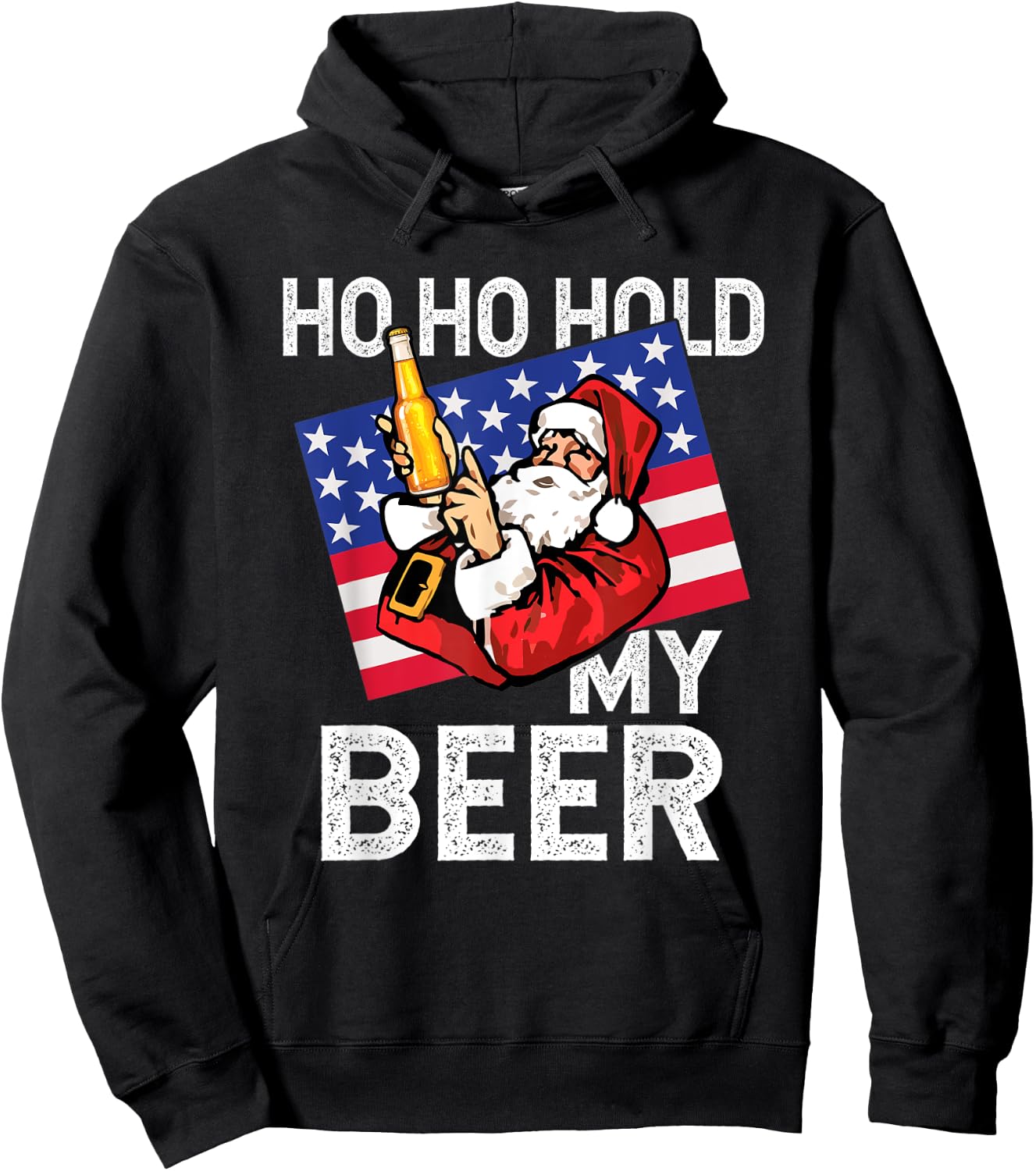Christmas In July - Santa Ho Ho Hold My Beer Drinking Party Hoodie - Hoodie | Black