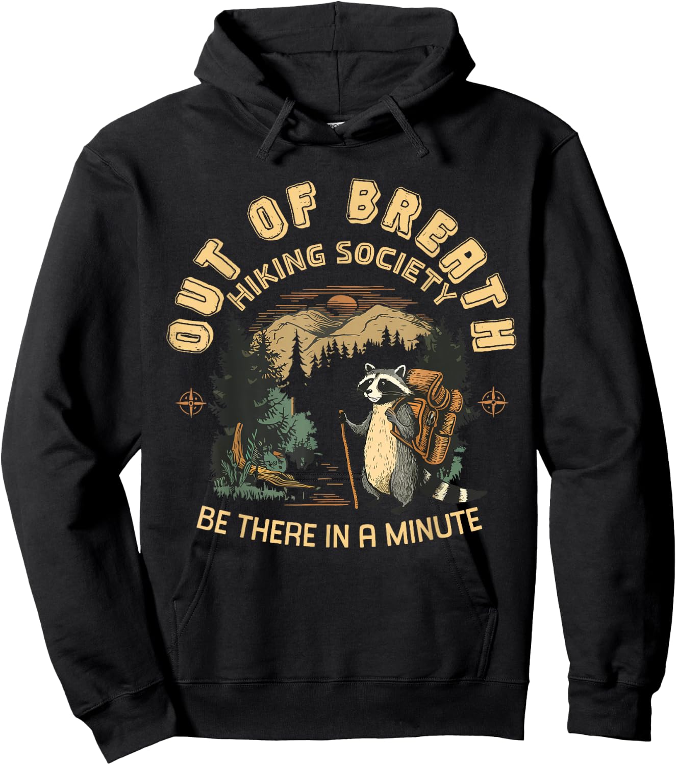 Out of Breath Hiking Society Nature Love Raccoon Hoodie - Hoodie | Black
