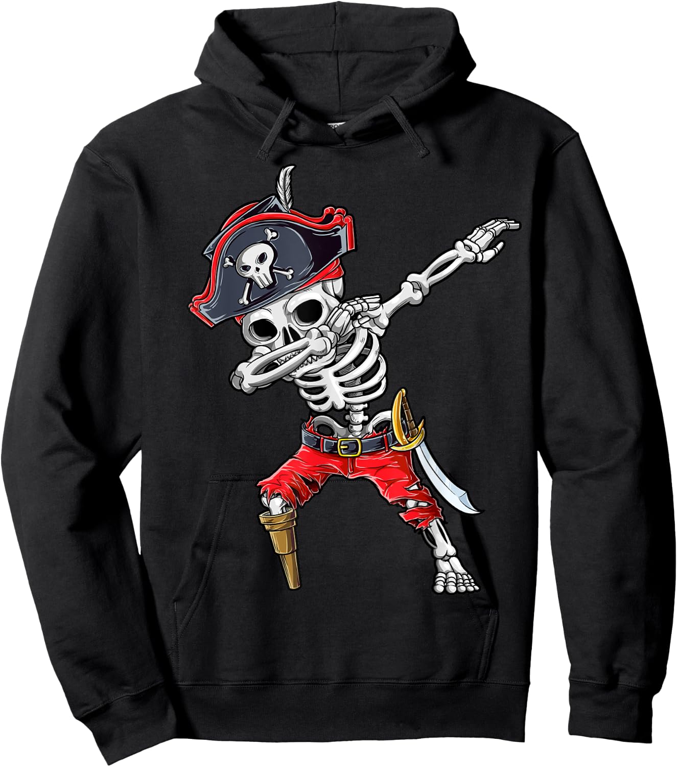 Dabbing Skeleton Pirate T Shirt Halloween Kids Jolly Roger Hoodie - Hoodie | Black