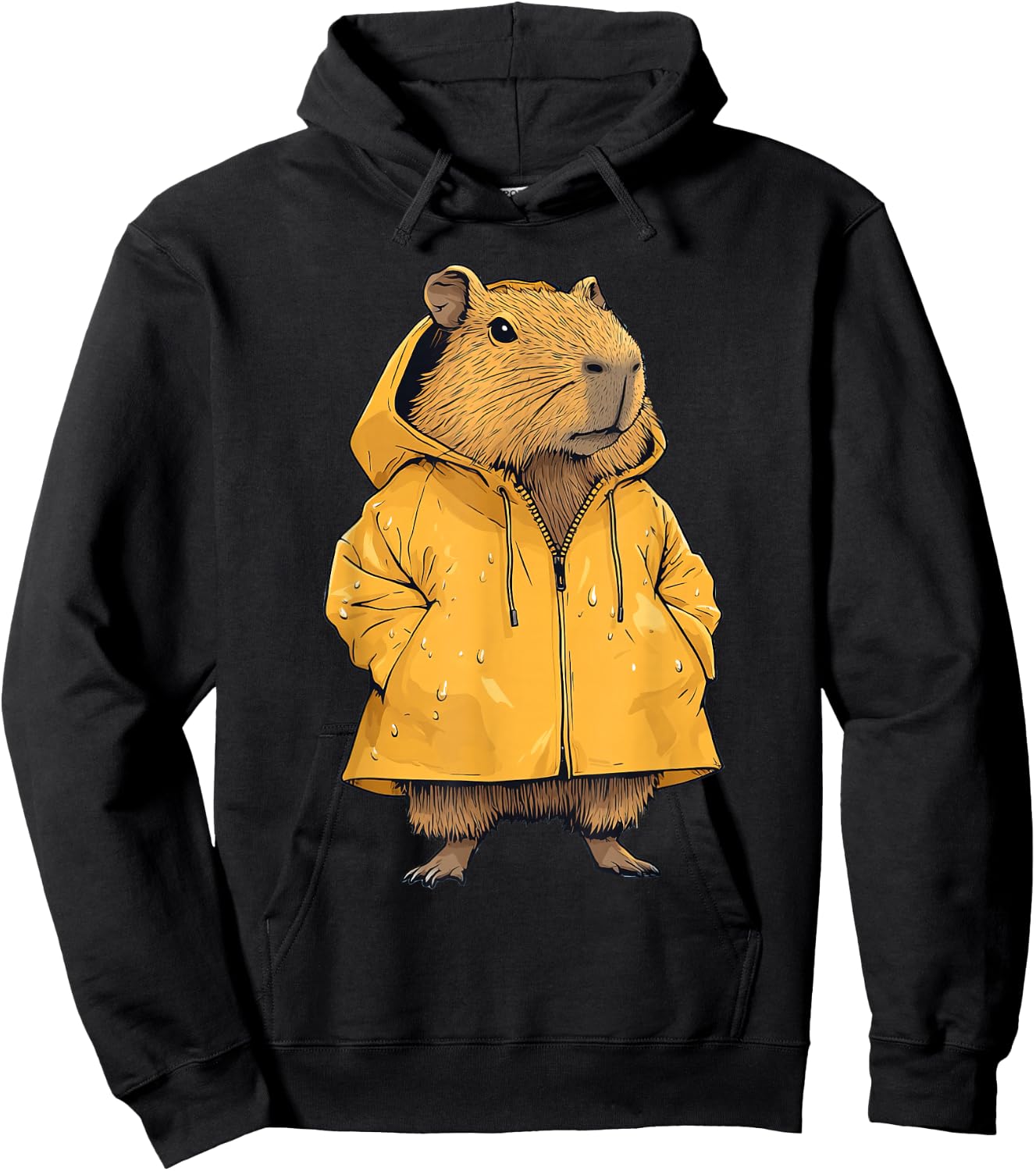 Capybara Wearing A Raincoat Hoodie - Hoodie | Black
