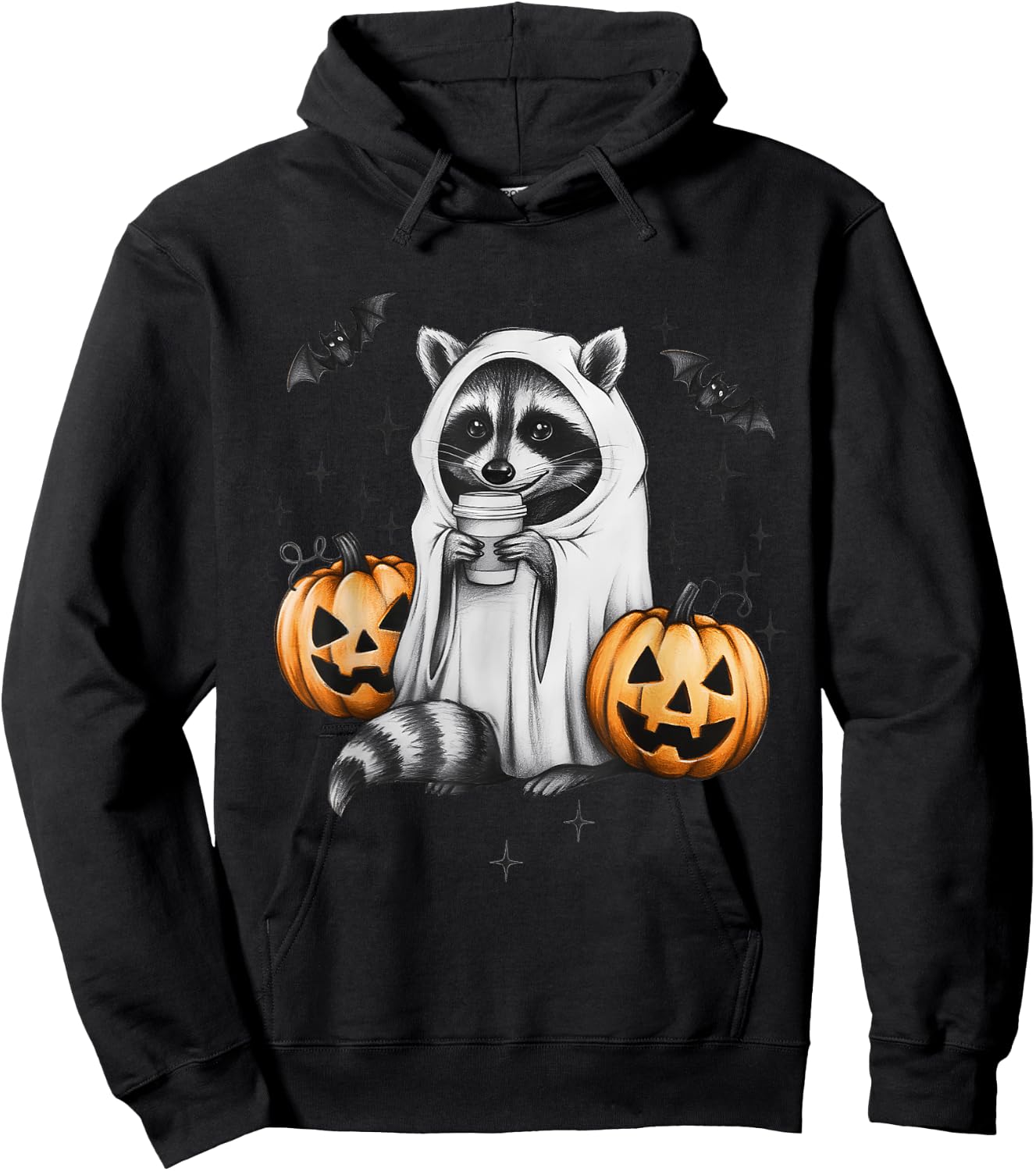 Cute Ghost Raccoon Pumpkin Halloween Raccoon Hoodie - Hoodie | Black
