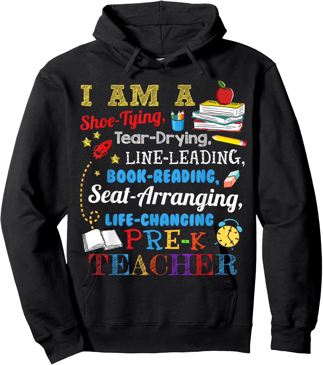 I Am A Shoe-Typing Tear-Drying Pre-K Teacher Funny Hoodie - Hoodie | Black