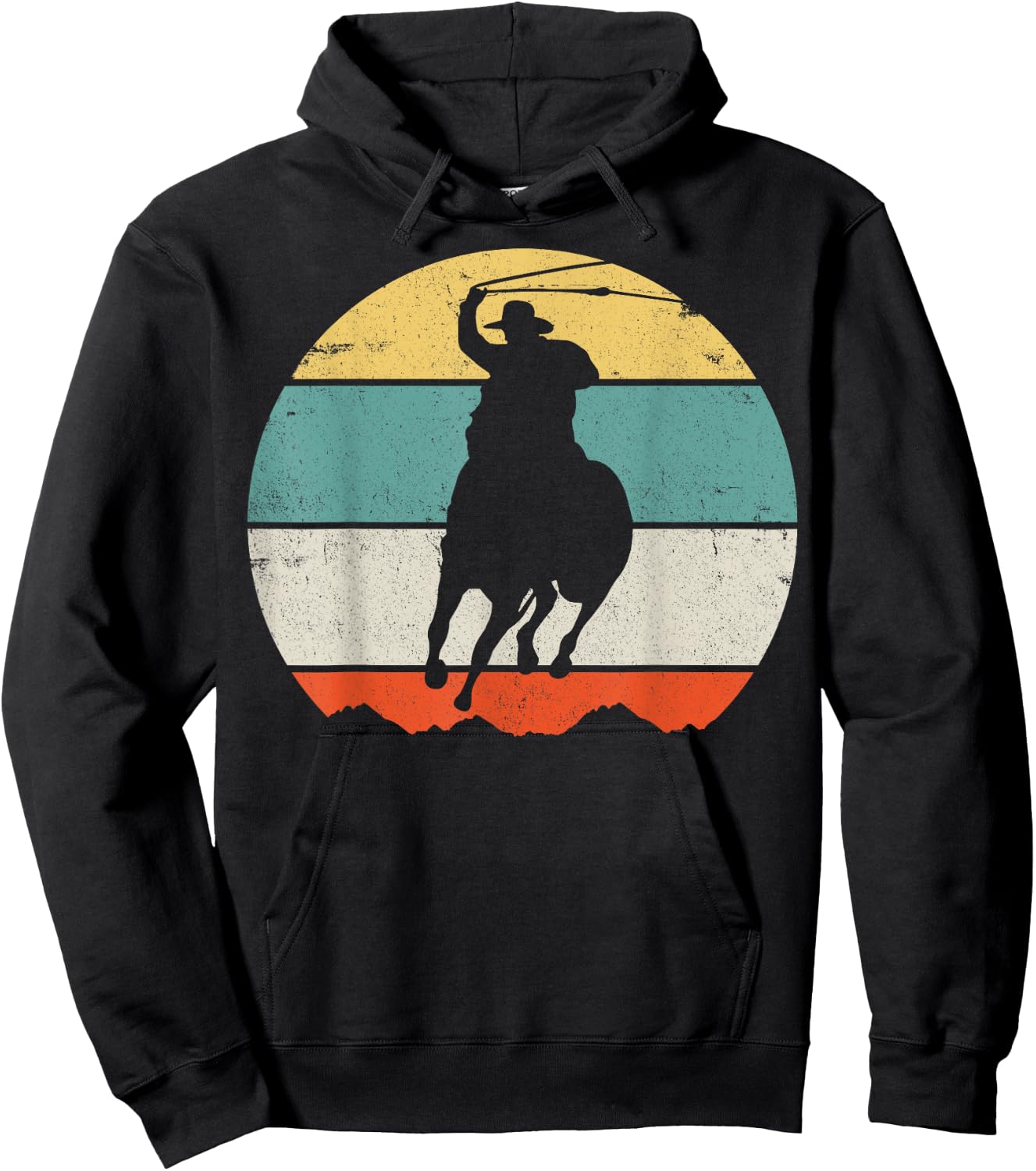 Horse Roping Cowboy Hoodie - Hoodie | Black