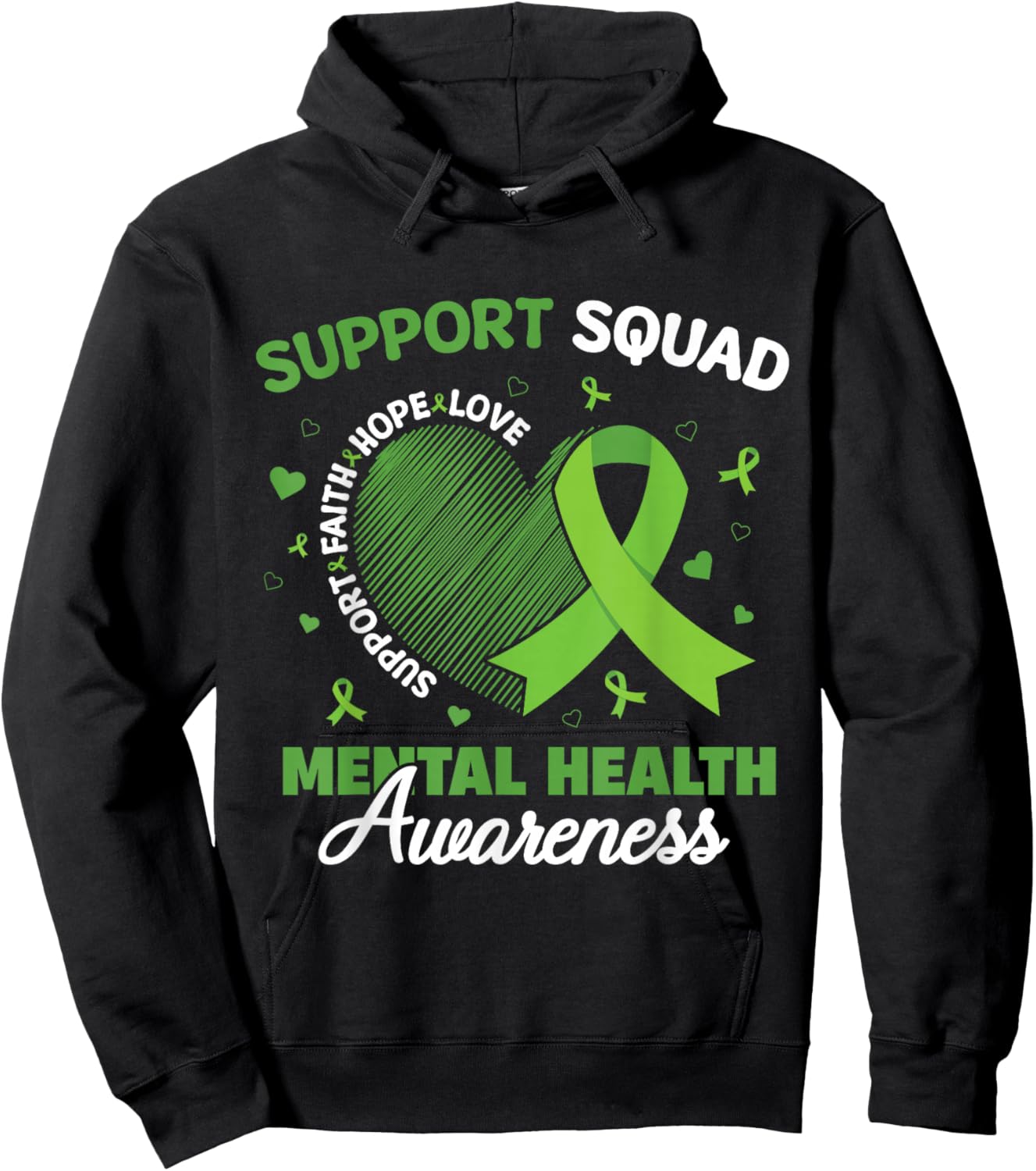 Support Squad Sunflower Hair Mental Health Awareness Hoodie - Hoodie | Black