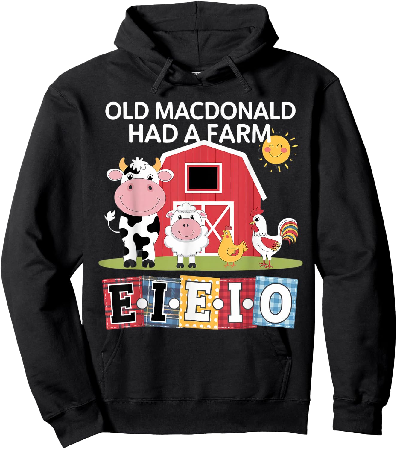 Old MacDonald Had a Farm E-I-E-I-O Boy Toddler Kids Birthday Hoodie - Hoodie | Black