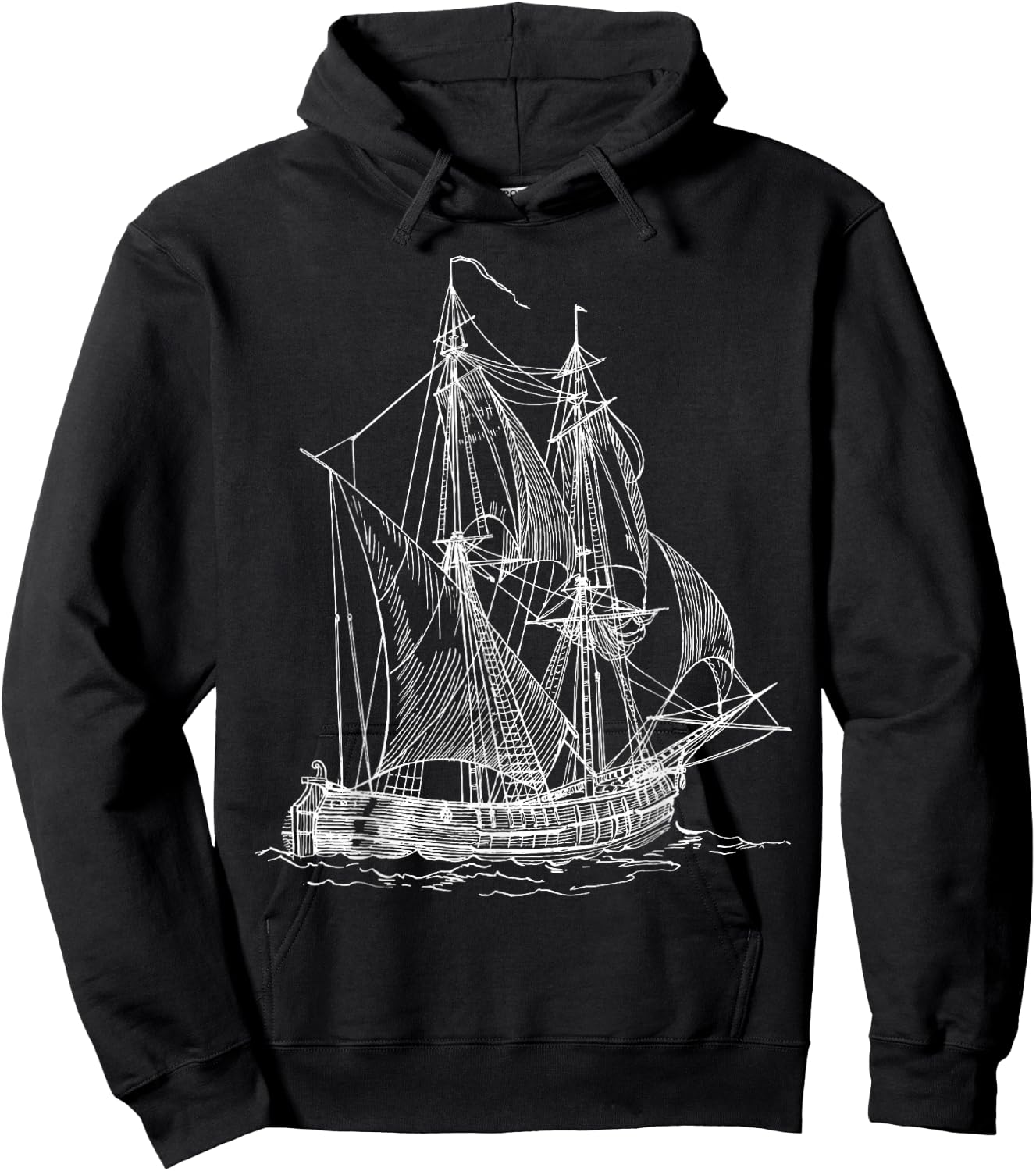Vintage Pirate Ship Retro Nautical Boat Captain Hoodie - Hoodie | Black