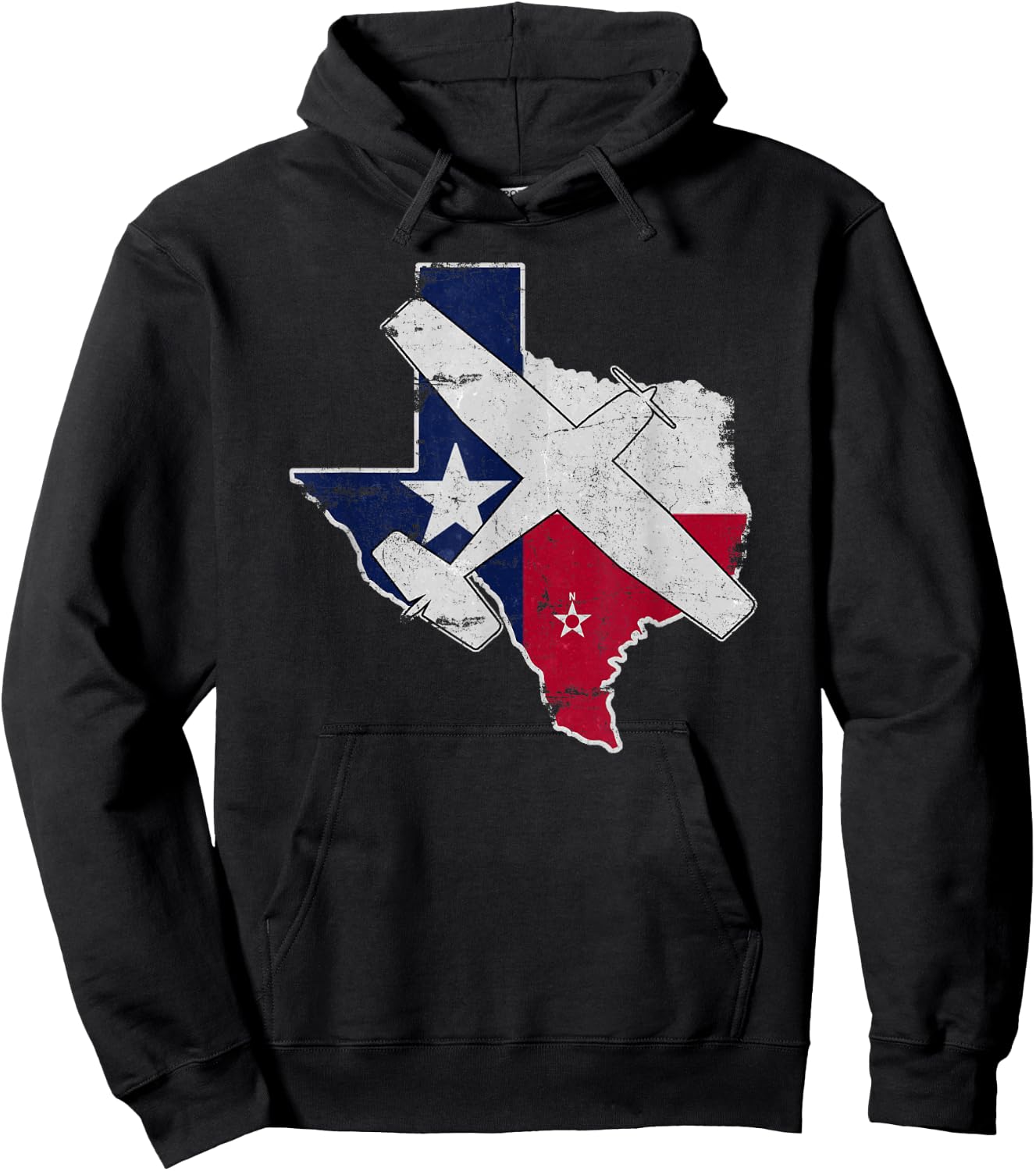 Texas Pilot State Flag C172 Skyhawk Airplane Vintage Hoodie - Hoodie | Black