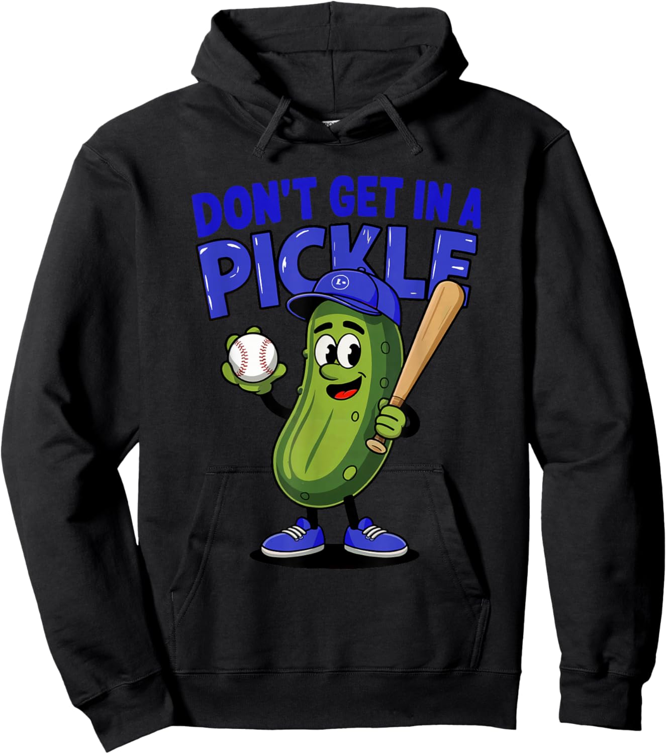 Don't Get In A Pickle Funny Baseball Retro Humor Baseball Hoodie - Hoodie | Black