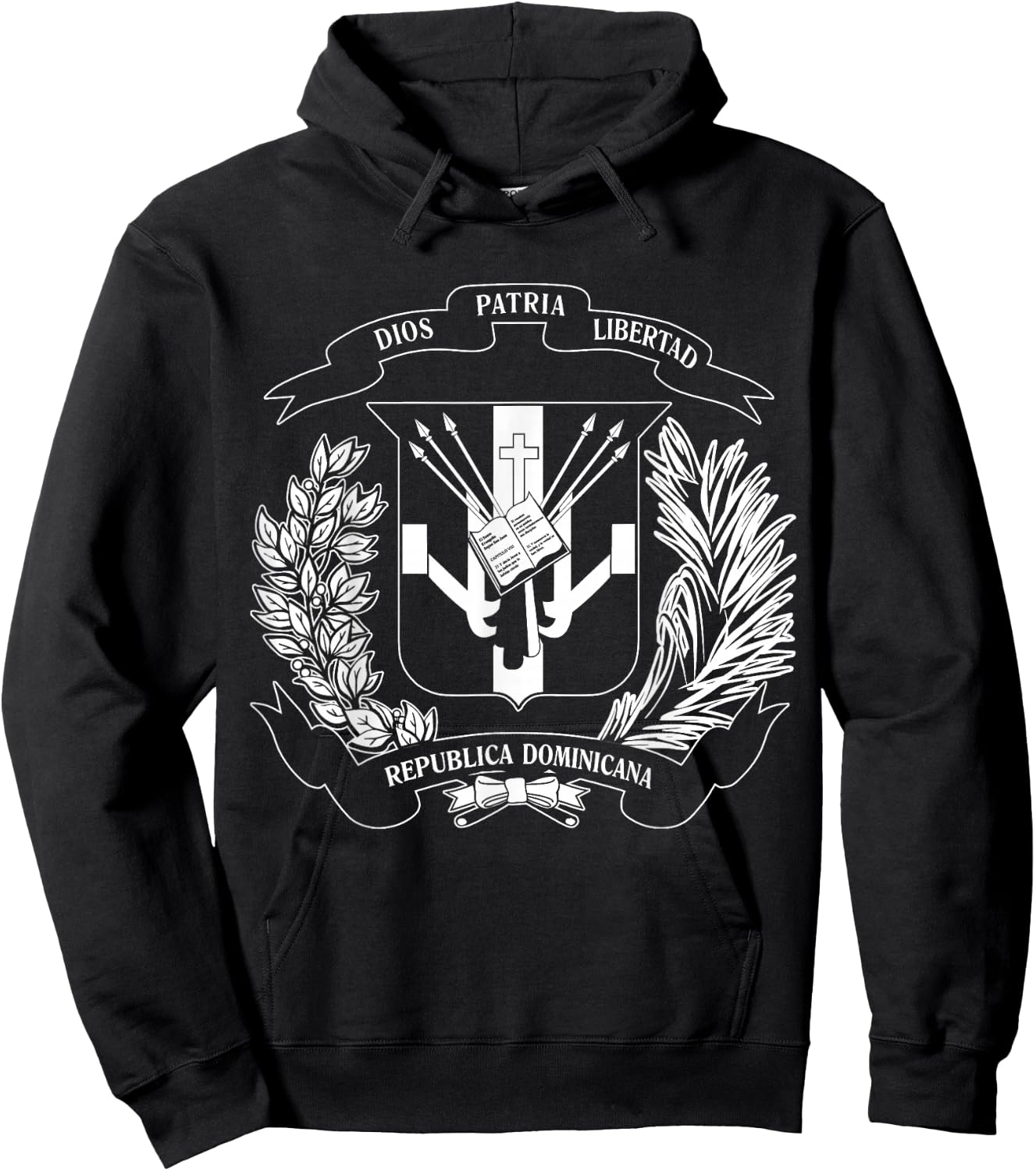 Coat of Arms Bandera Republica Dominicana Dominican Flag Hoodie - Hoodie | Black