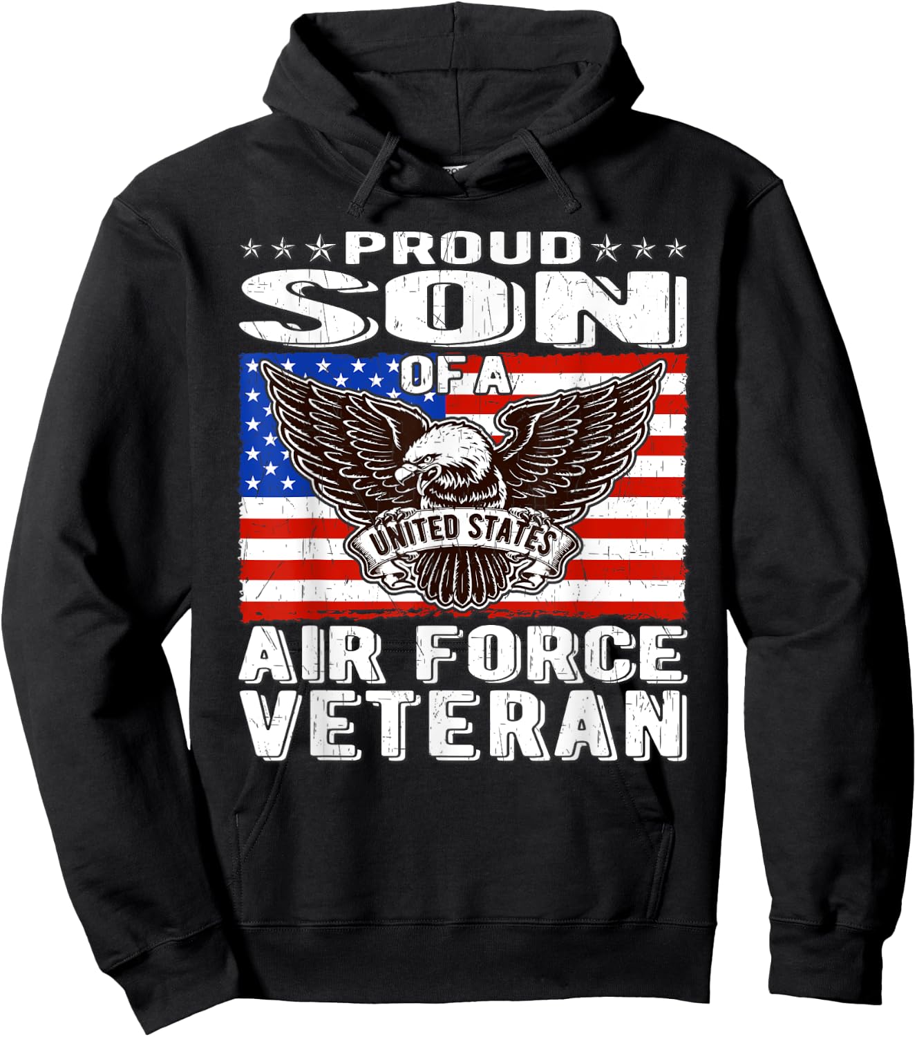 Proud Son Of US Air Force Veteran Patriotic Military Family Hoodie - Hoodie | Black