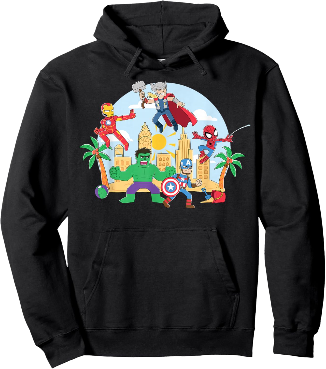 Marvel Super Heroes Avengers & Spider-Man Summer Beach Hoodie - Hoodie | Black