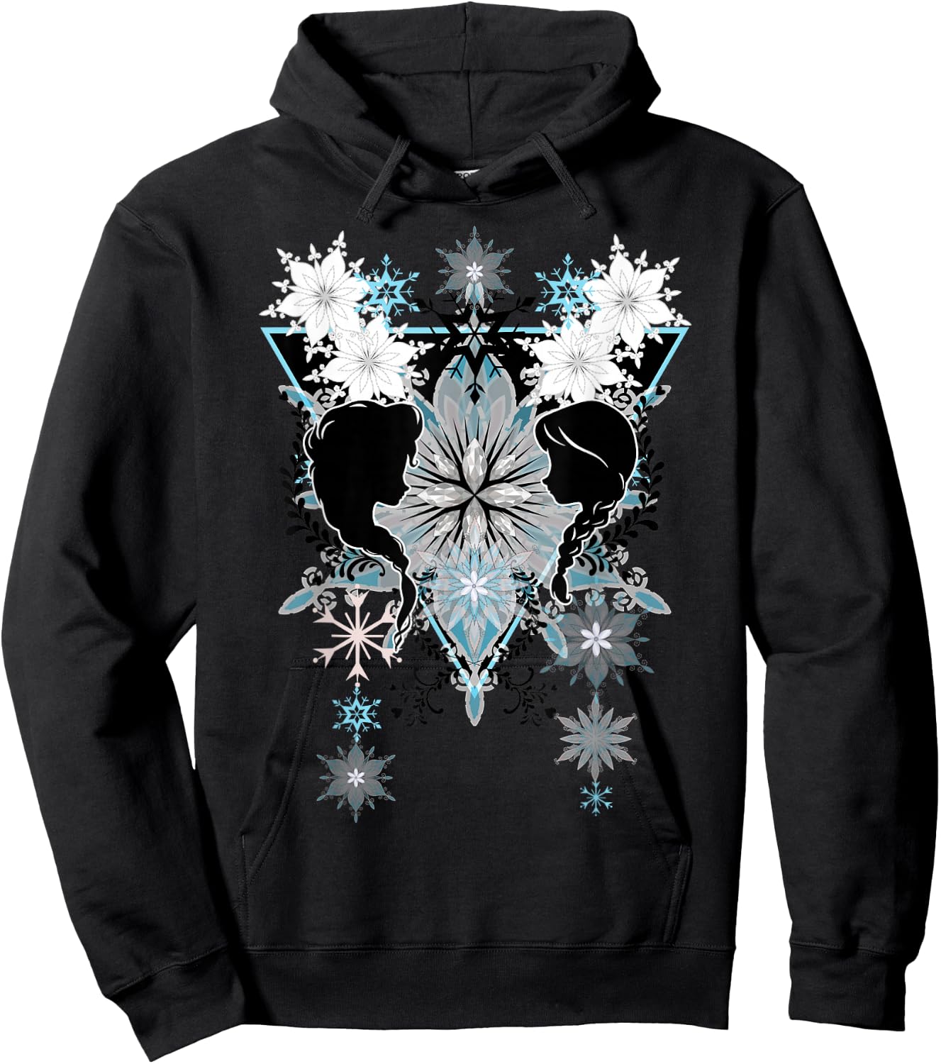 Disney Frozen Elsa & Anna Snowflake Boho Silhouettes Hoodie - Hoodie | Black