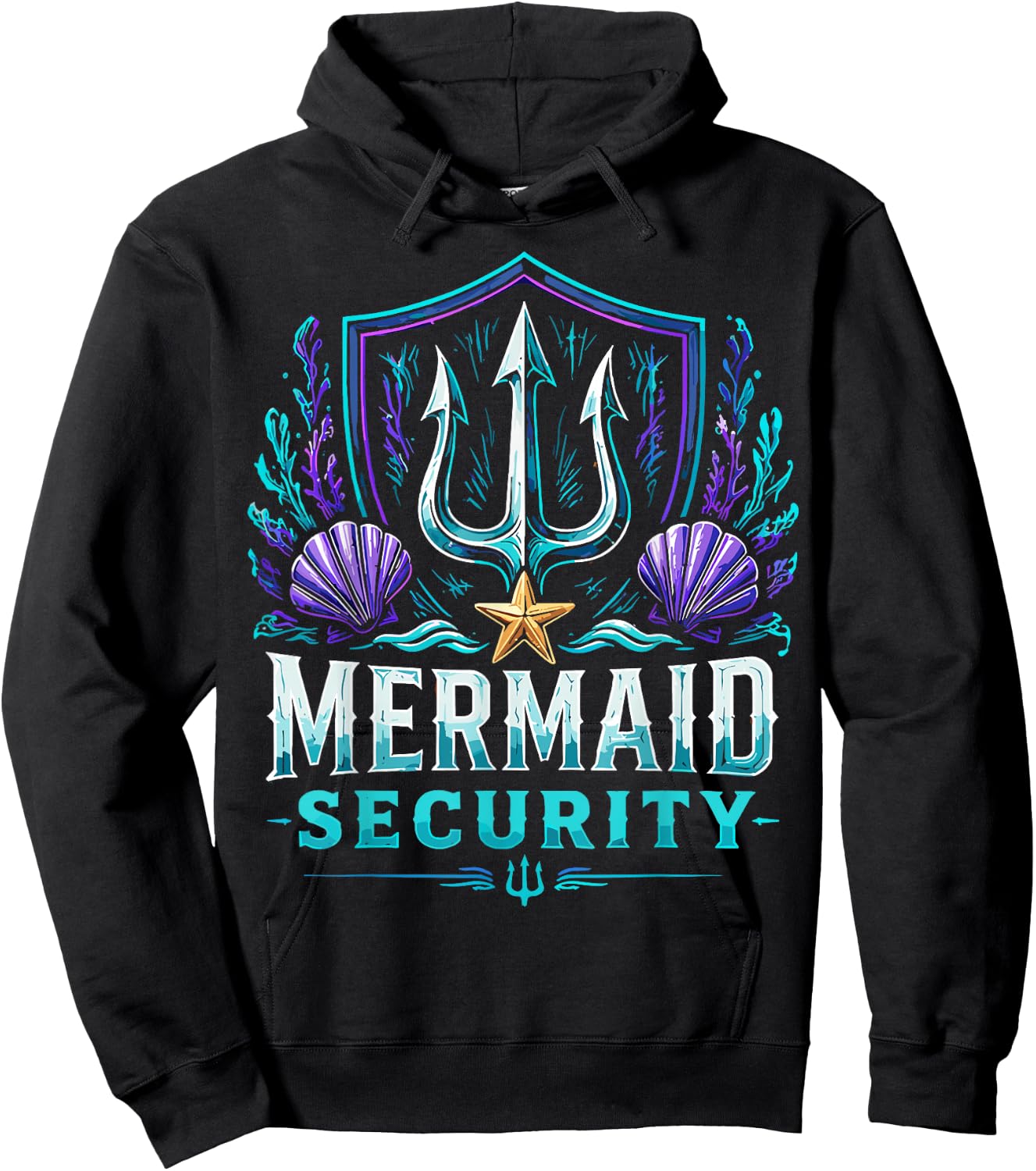Funny Dad Mermaid Security Hoodie - Hoodie | Black