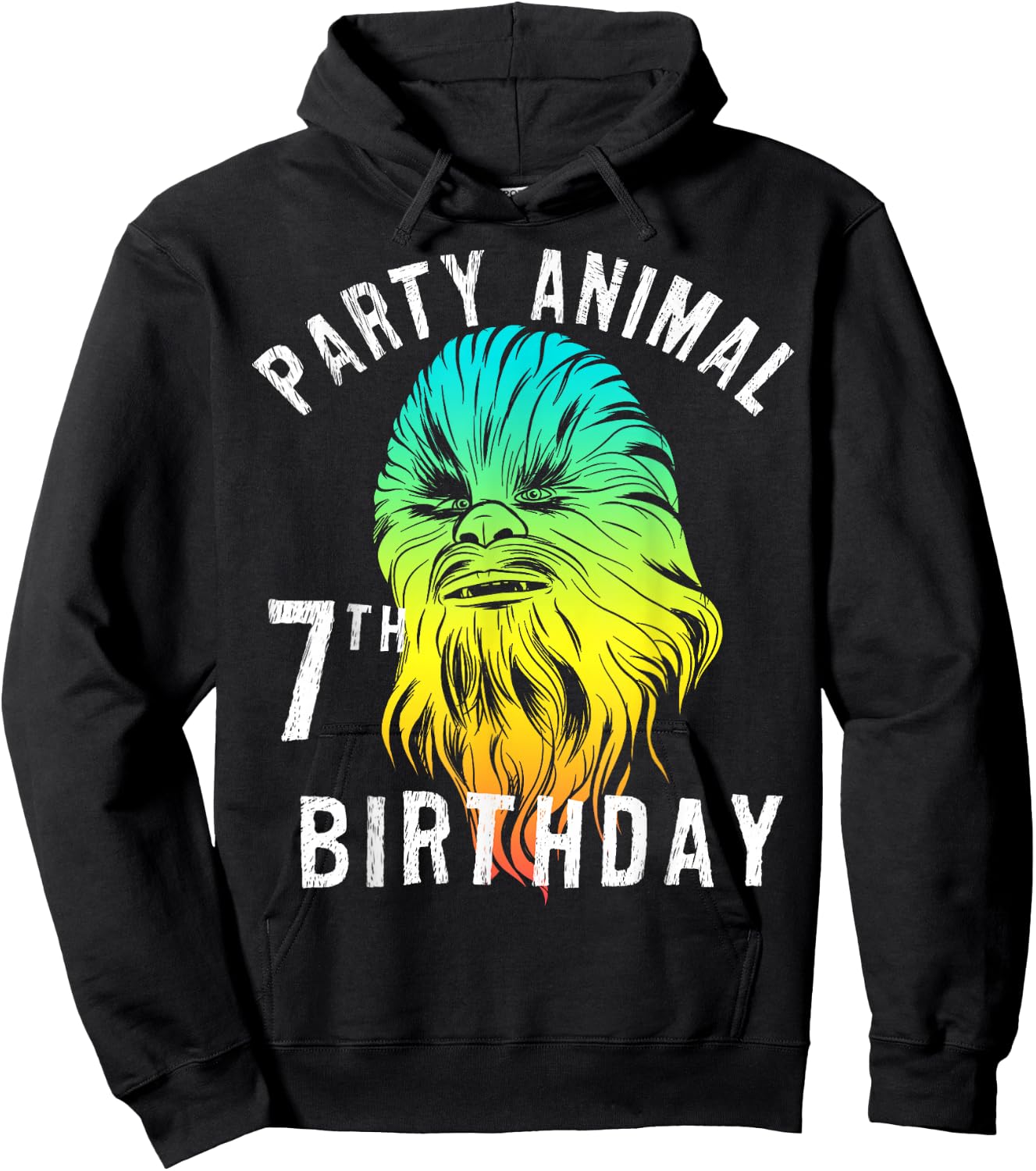 Star Wars Chewie Party Animal 7th Birthday Color Portrait Hoodie - Hoodie | Black