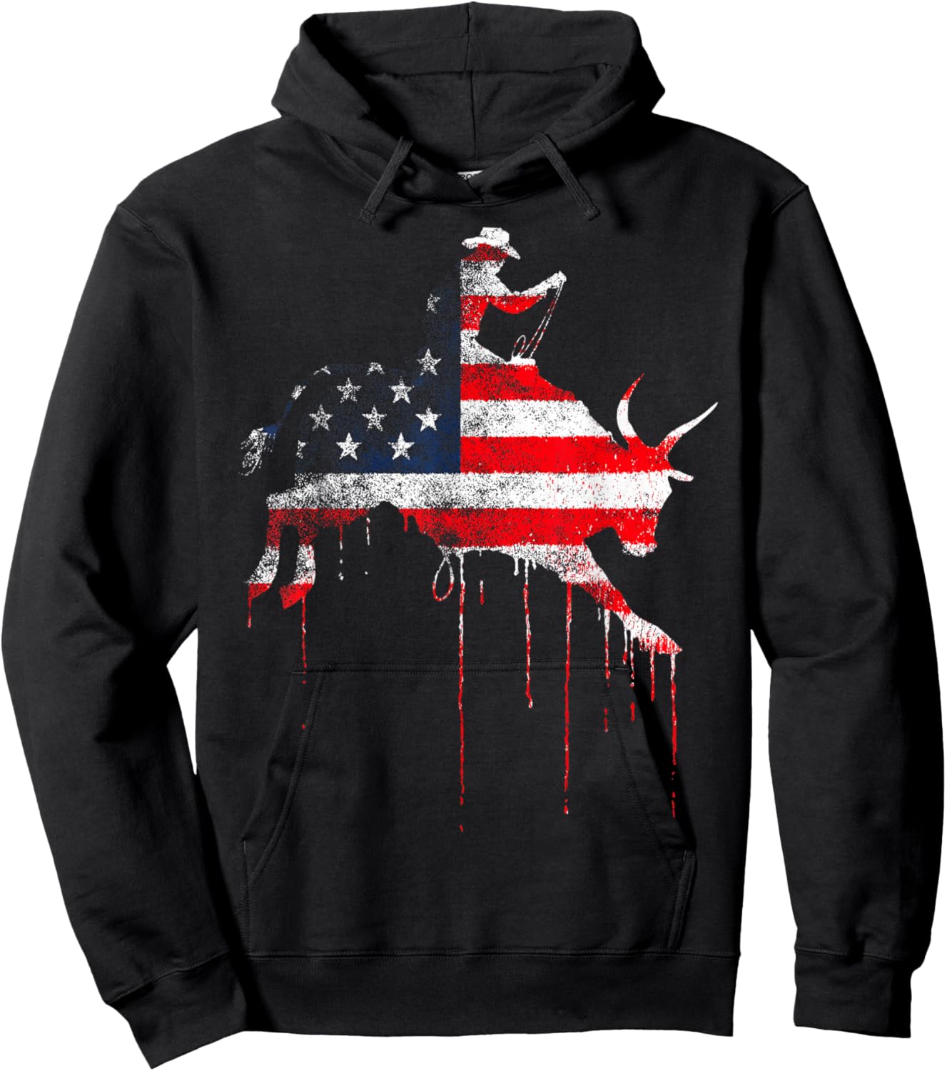 Rodeo Country Western Texas Barrel Racer American Flag USA Hoodie - Hoodie | Black