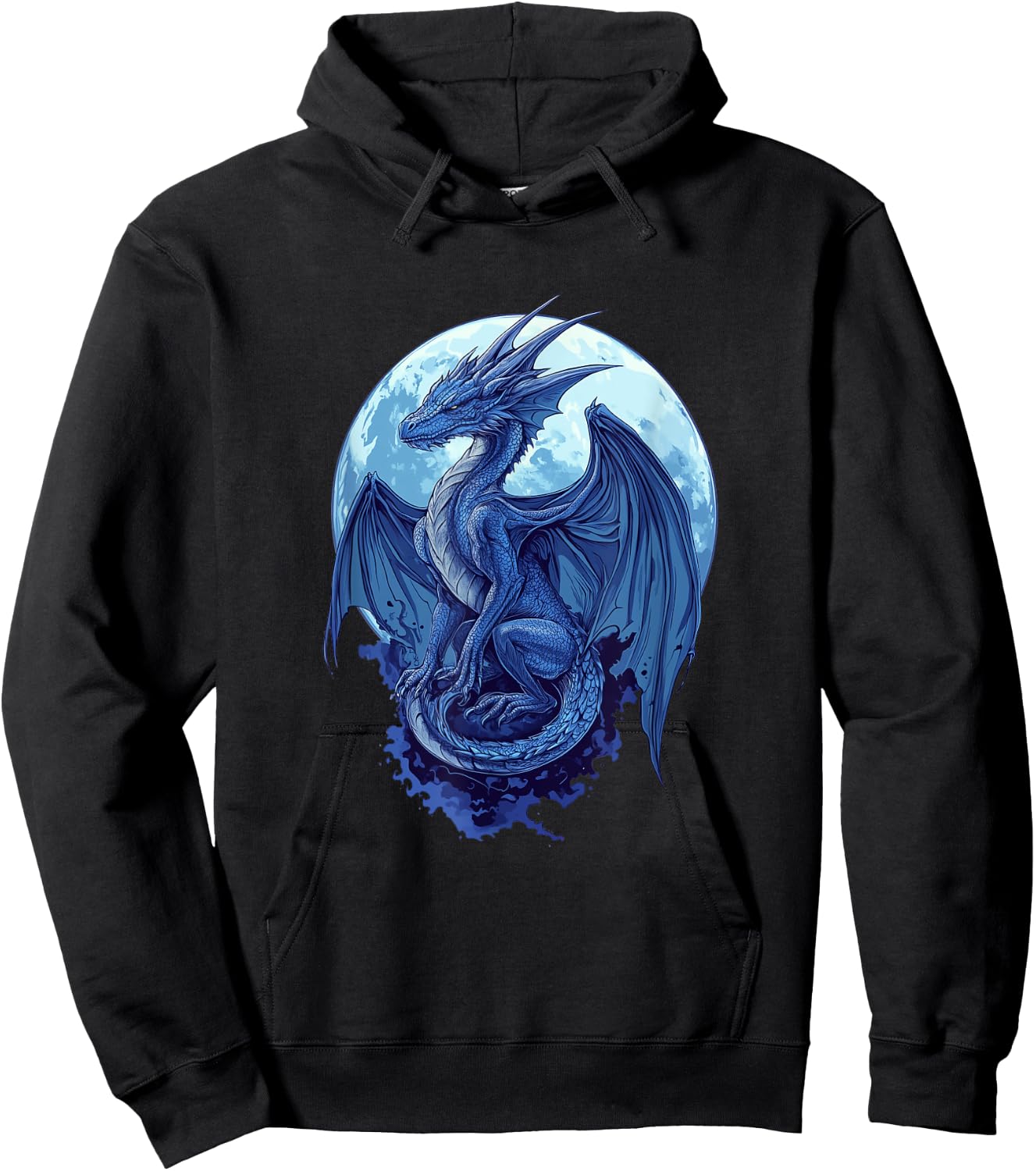 Night Sky Celestial Fantasy Moonlit Dragon Hoodie - Hoodie | Black