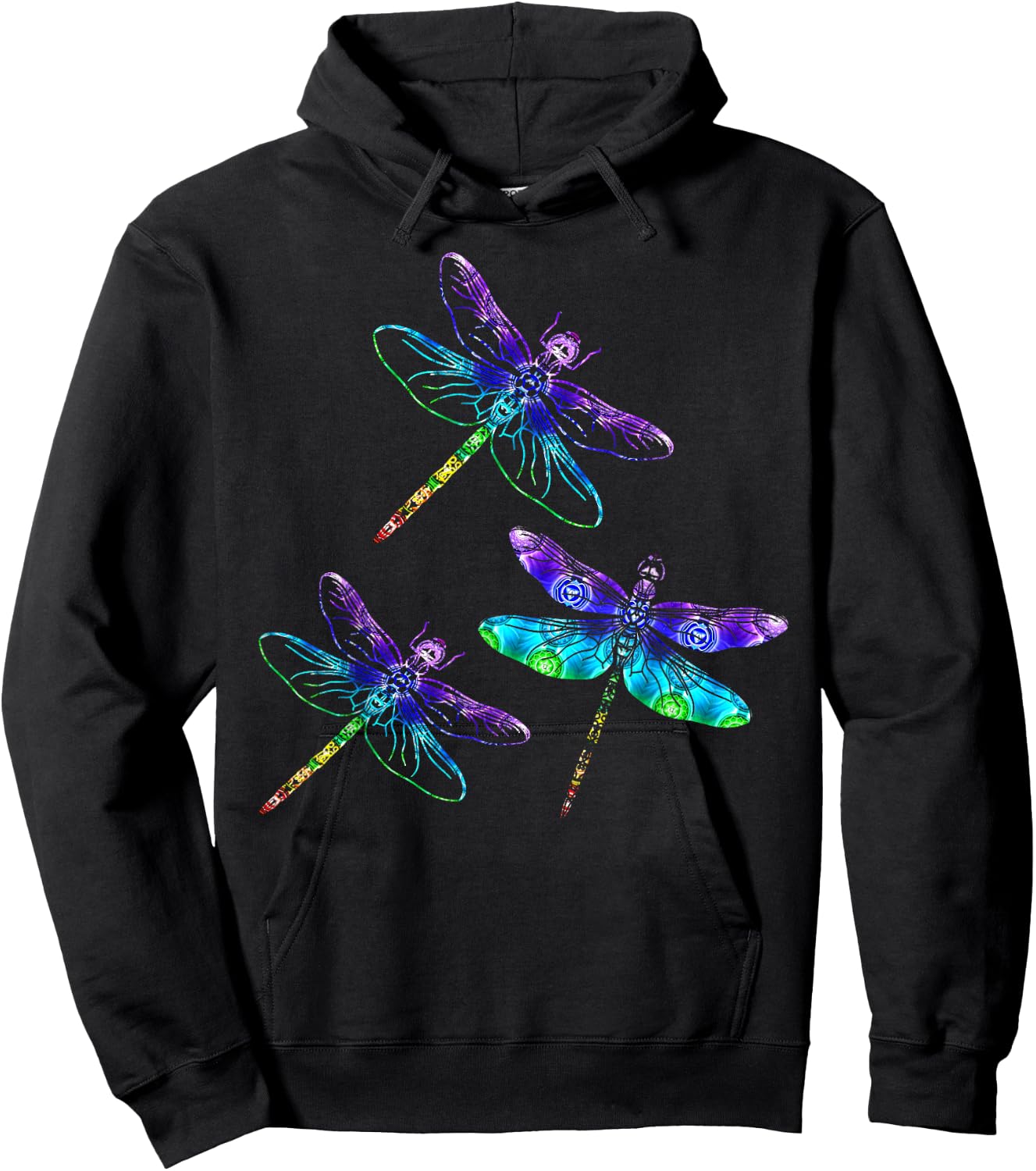Wrinkled Hippie Dragonfly Gift Spirit Animal Chakra Color Dragonflies Hoodie - Hoodie | Black