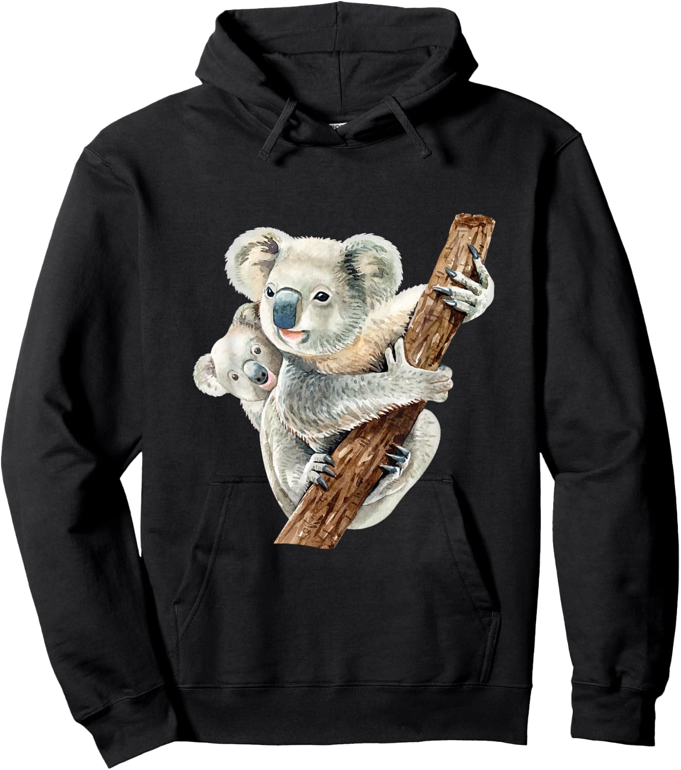 Realistic Australian Koala Parenting Cute Baby Wildlife Hoodie - Hoodie | Black