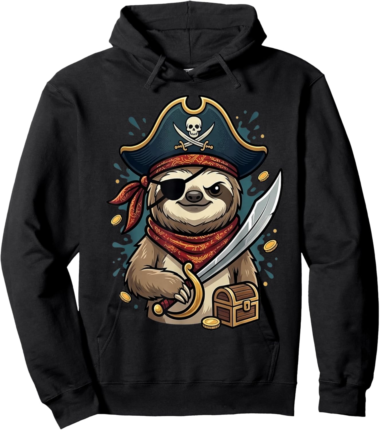 Funny Pirate Sloth Halloween Costume Men Women Boys Toddler Hoodie - Hoodie | Black