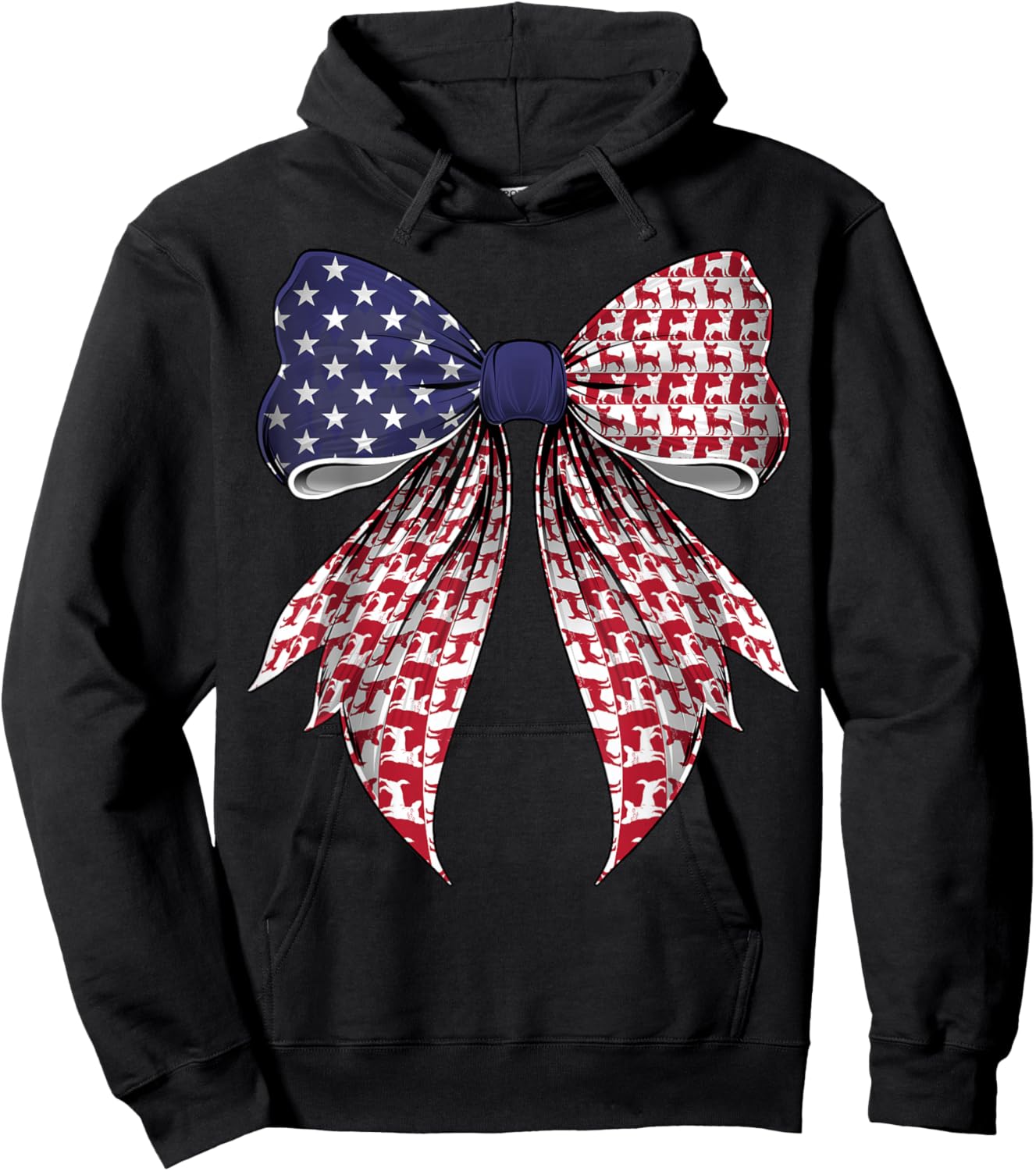 Chihuahua Dog 4th of July American Flag Patriotic Coquette Hoodie - Hoodie | Black