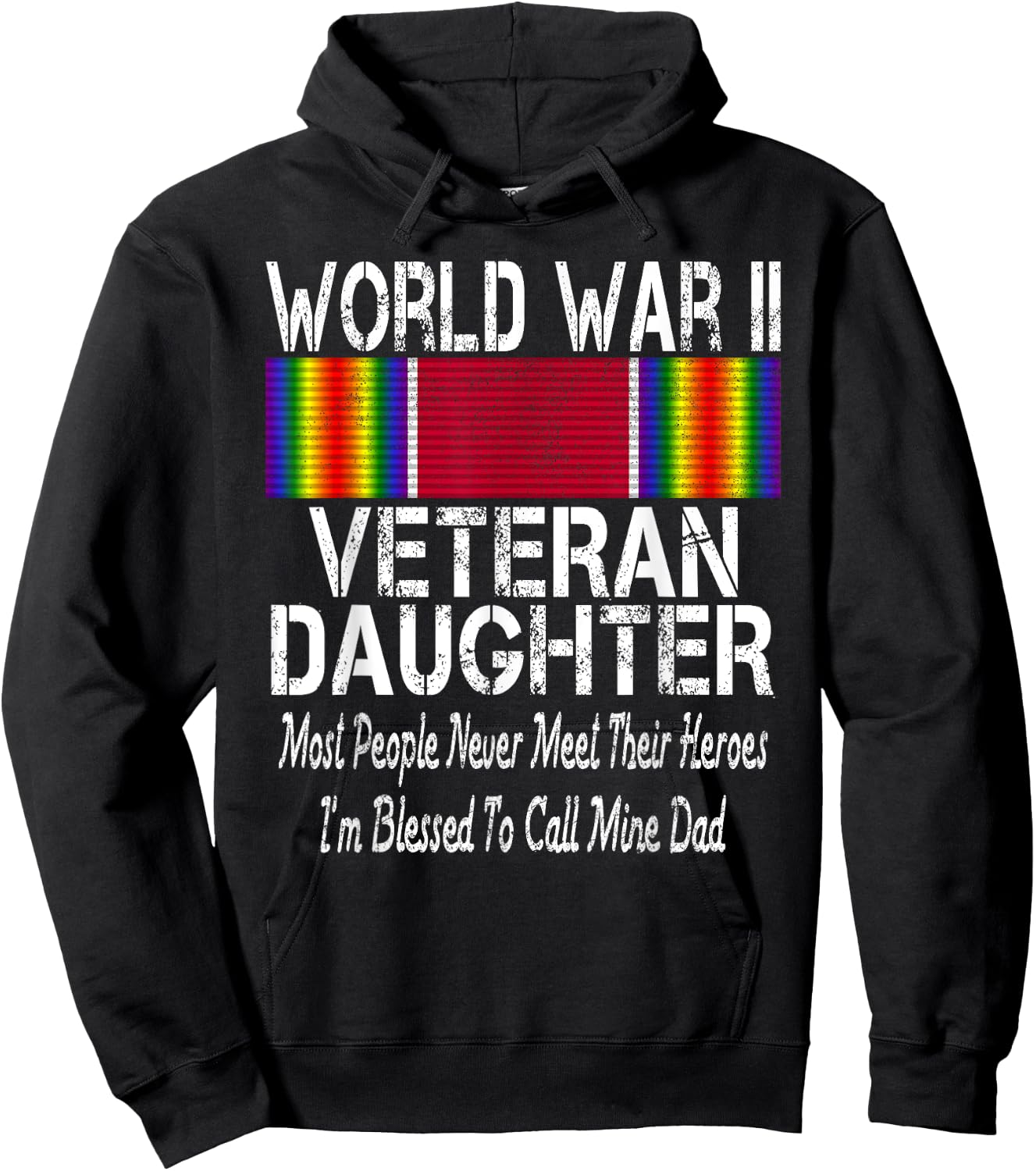 World War II Veteran Daughter - US Military Vet Family Gift Hoodie - Hoodie | Black