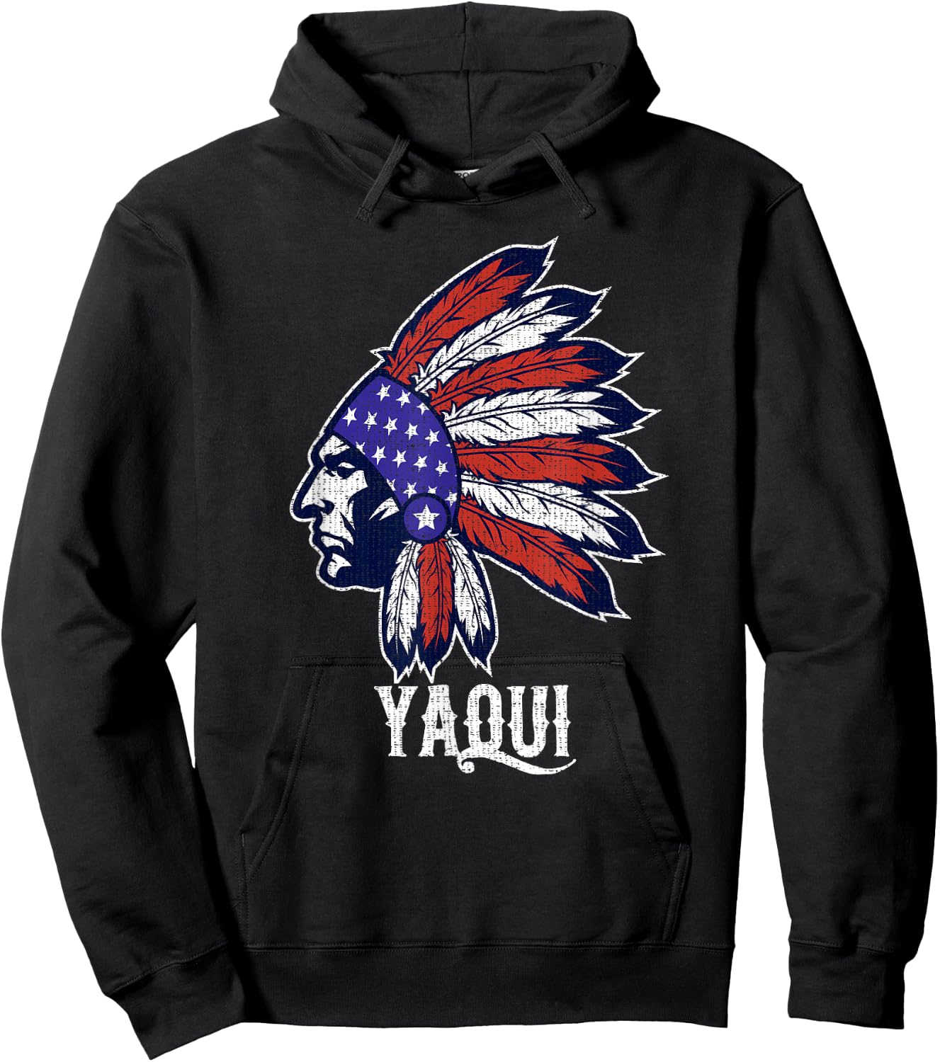 Yaqui Native American Flag Pride Headdress Men Hoodie - Hoodie | Black