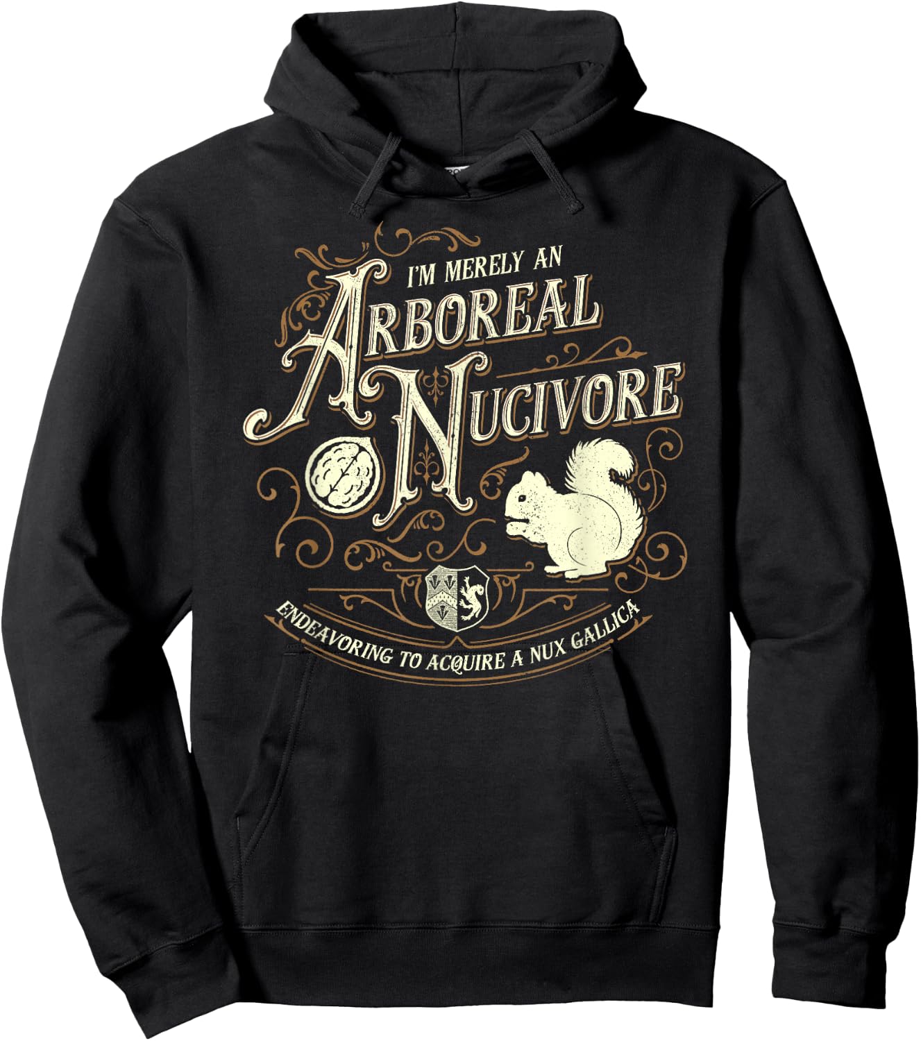 I'm Merely An Arboreal Nucivore - Grandiloquent Mercantile Hoodie - Hoodie | Black