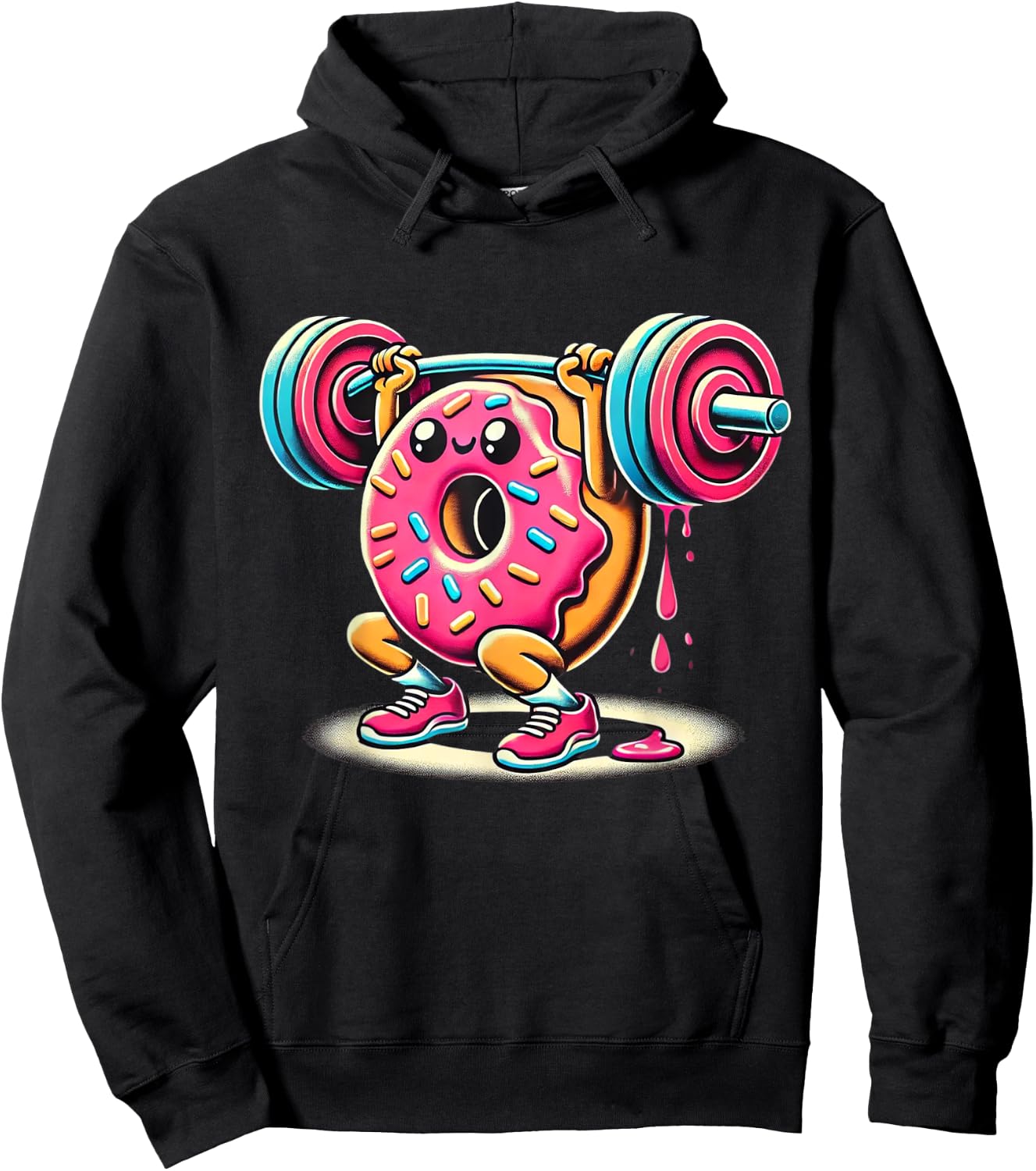 Funny Donut Bodybuilding Weightlifting Food Gym Donut Hoodie - Hoodie | Black