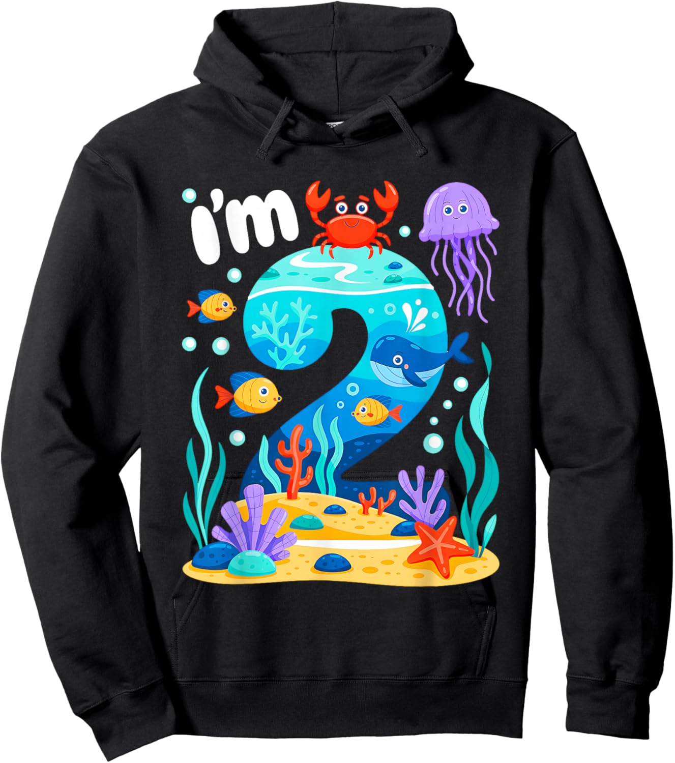 Ocean See Underwater 2 Year Old Under The Sea Birthday Party Hoodie - Hoodie | Black