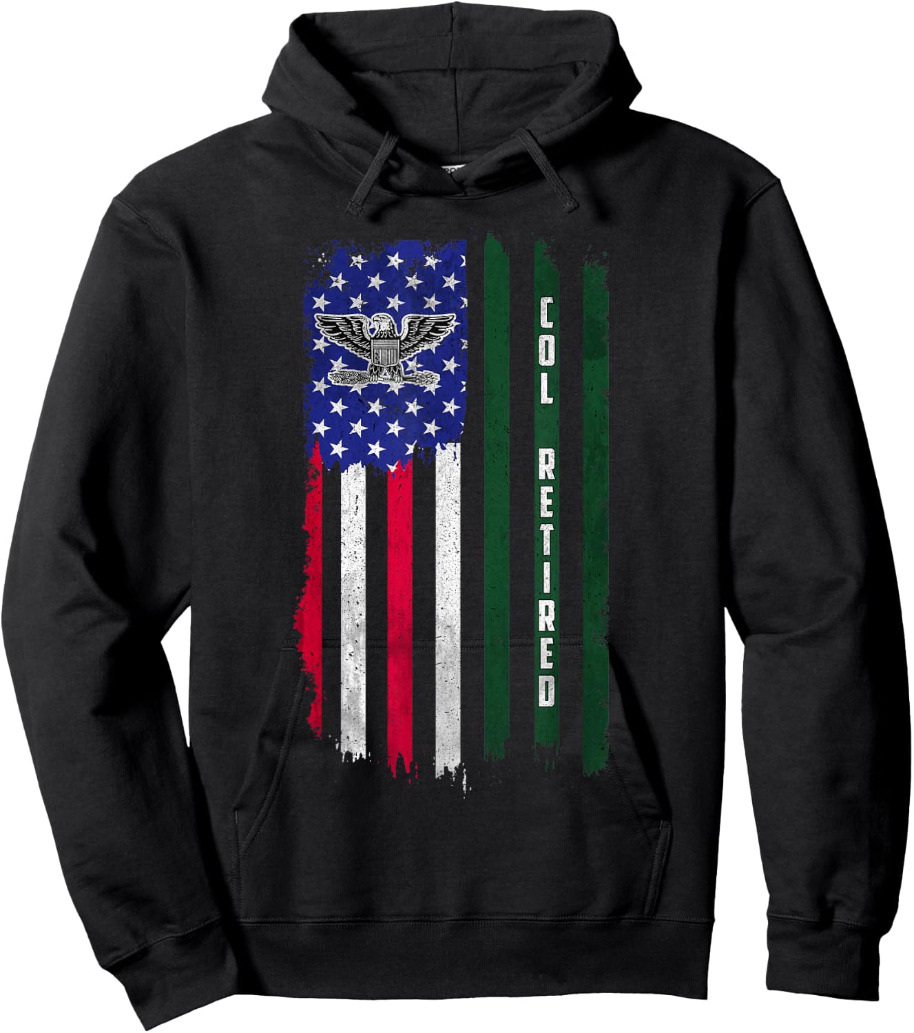 Retired O6 Colonel COL Rank American Flag Veterans Day Papa Hoodie - Hoodie | Black