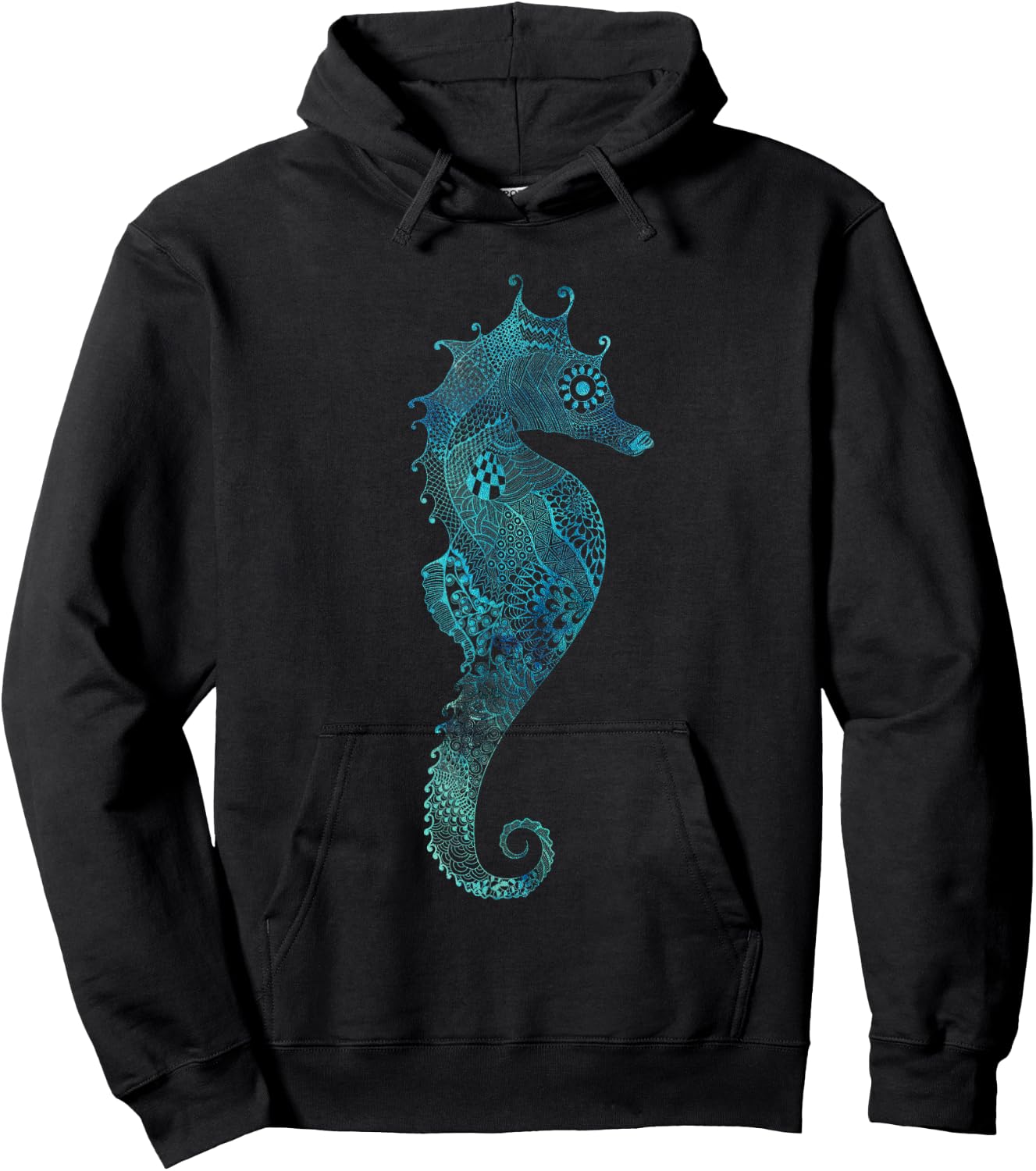 Turquoise Seahorse Ocean Design Hoodie - Hoodie | Black