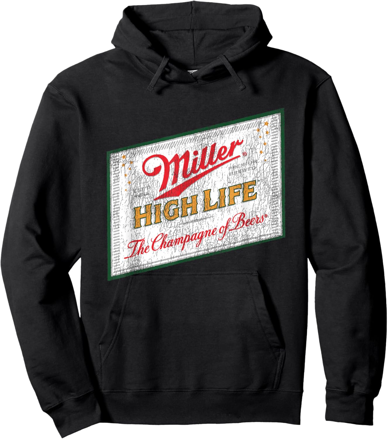 Miller High Life Champagne Of Beer Vintage Label Hoodie - Hoodie | Black