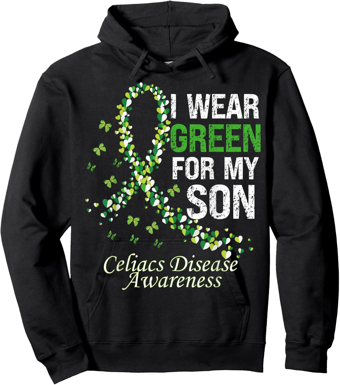 I Wear Green For My Son Warrior Celiac Disease Awareness Hoodie - Hoodie | Black