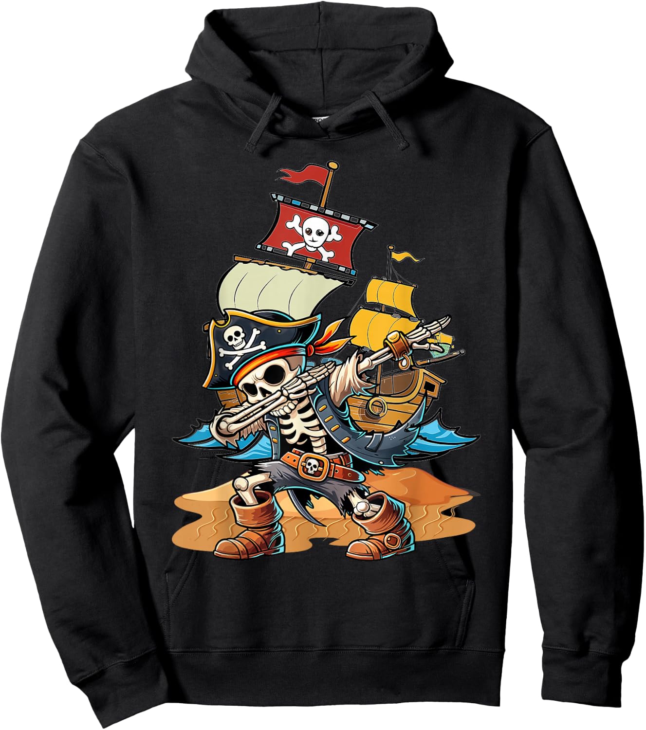 Dabbing Skeleton Pirate Kids Hoodie - Hoodie | Black